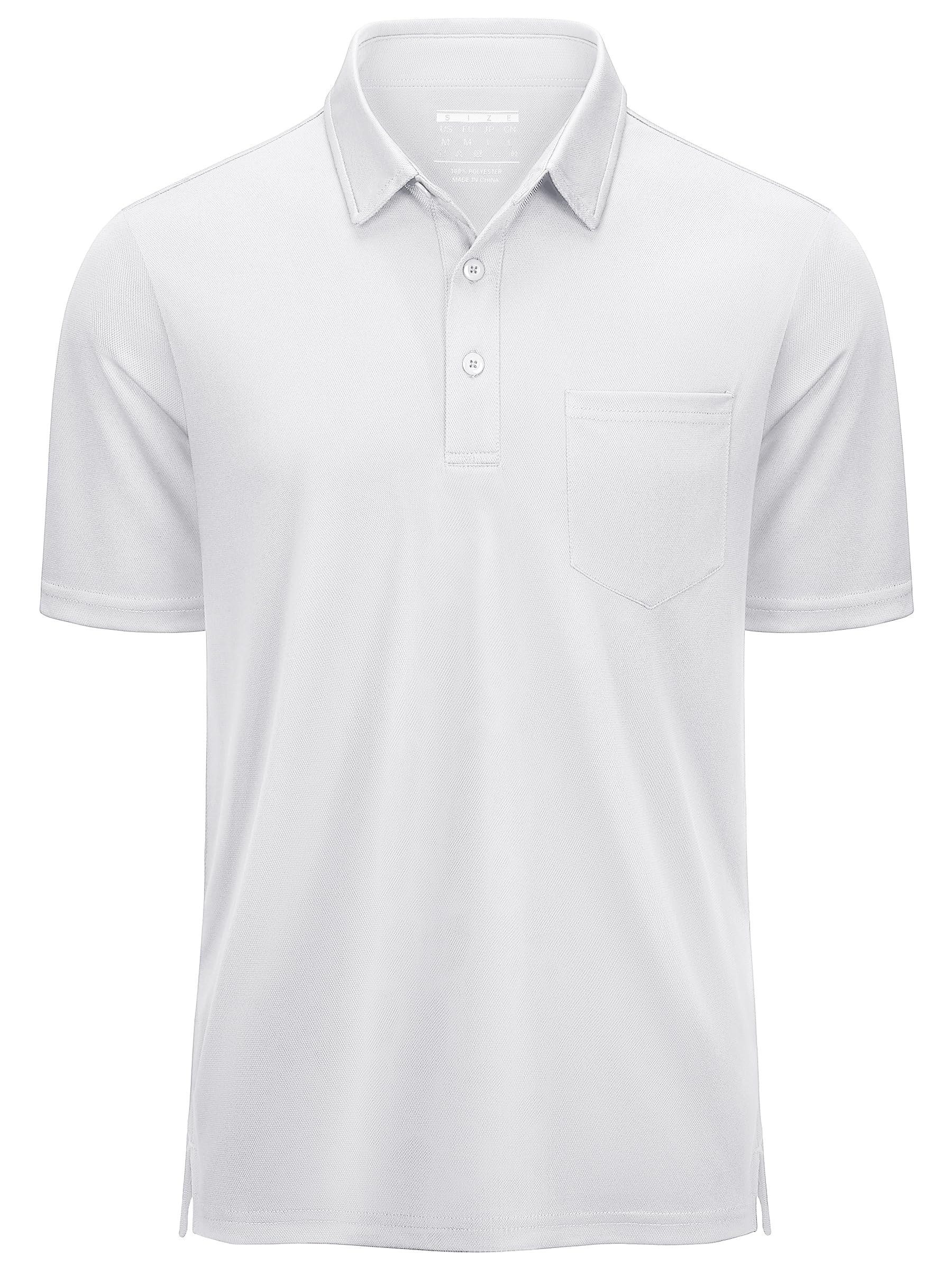 【送料無料】[KEFITEVD] ポロシャツ メンズ 白 半袖 吸汗速乾 ゴルフウェア ボタンダウン テニスウェア 無地 ドライTシャツ 襟付き トップス 通気 作業着 ホワイト XL