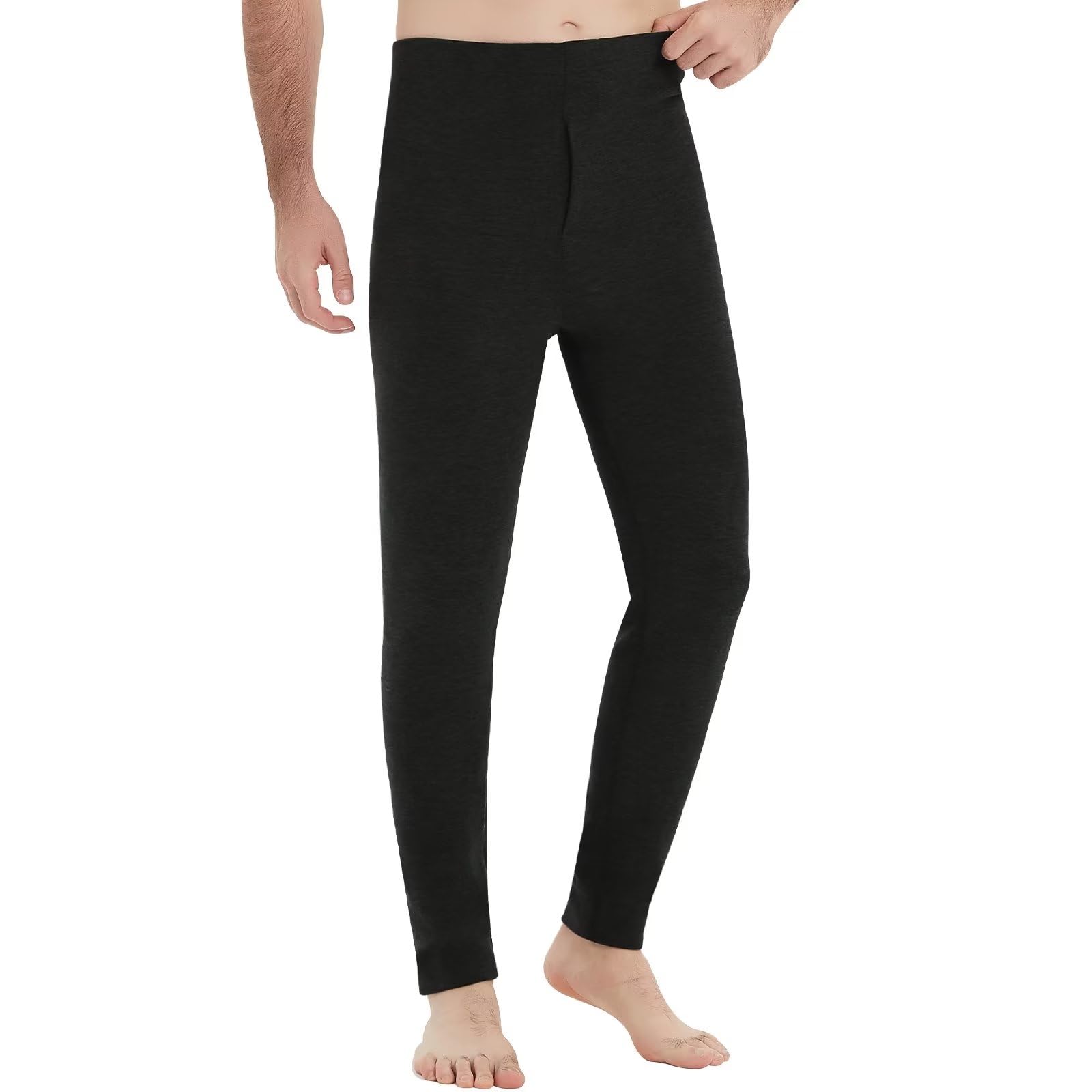 【送料無料】[Sillictor] 防寒タイツ メンズ あったかインナー パンツ ズボン下 前開き 保温 レギンス ステテコ ロング スパッツ 秋冬春 【ウールとシルク入り】 1188blk-2XL（日本サイズL）