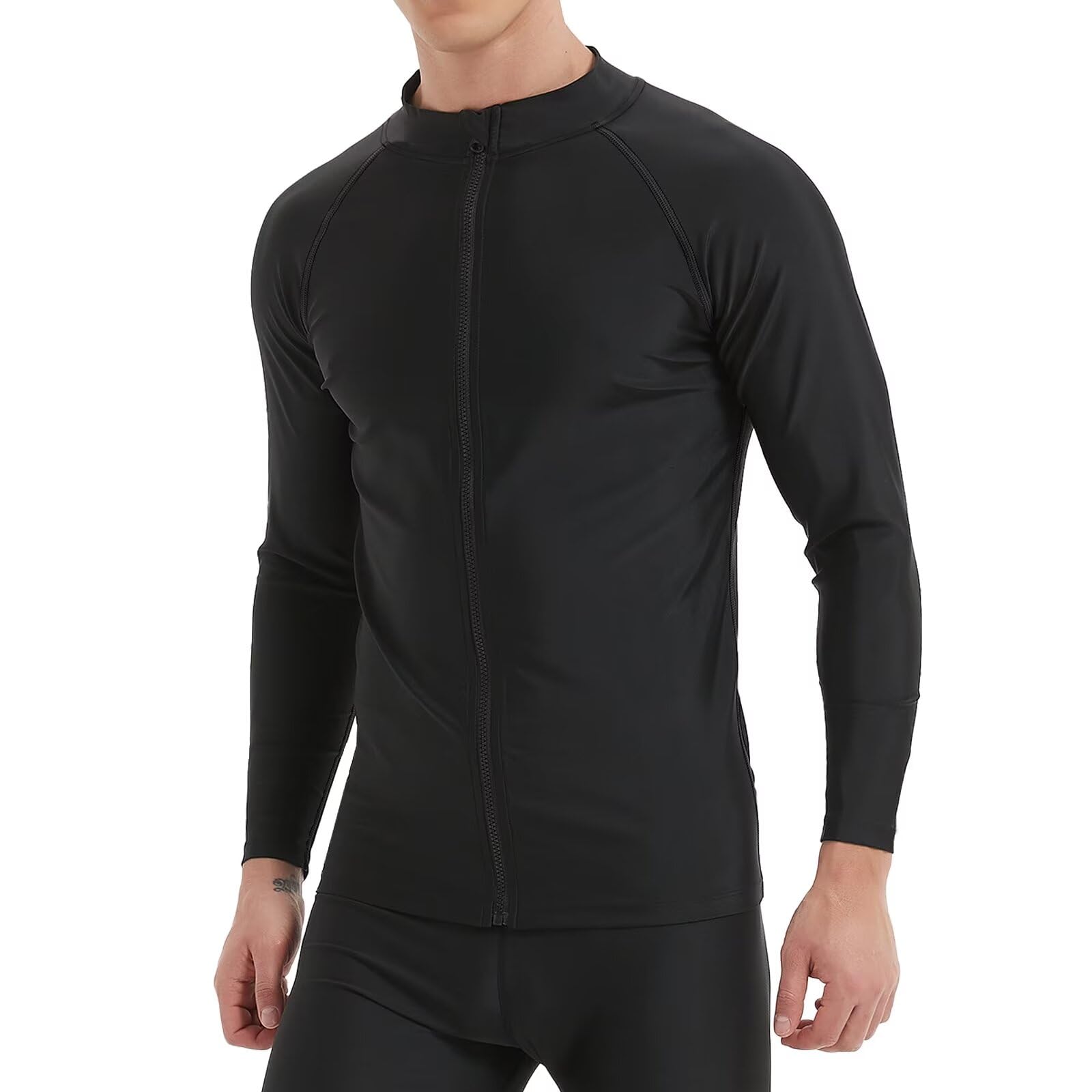 【送料無料】[Sillictor] ラッシュガード メンズ 水着 長袖 フードなし ラッシュ パーカー ジップアッ..