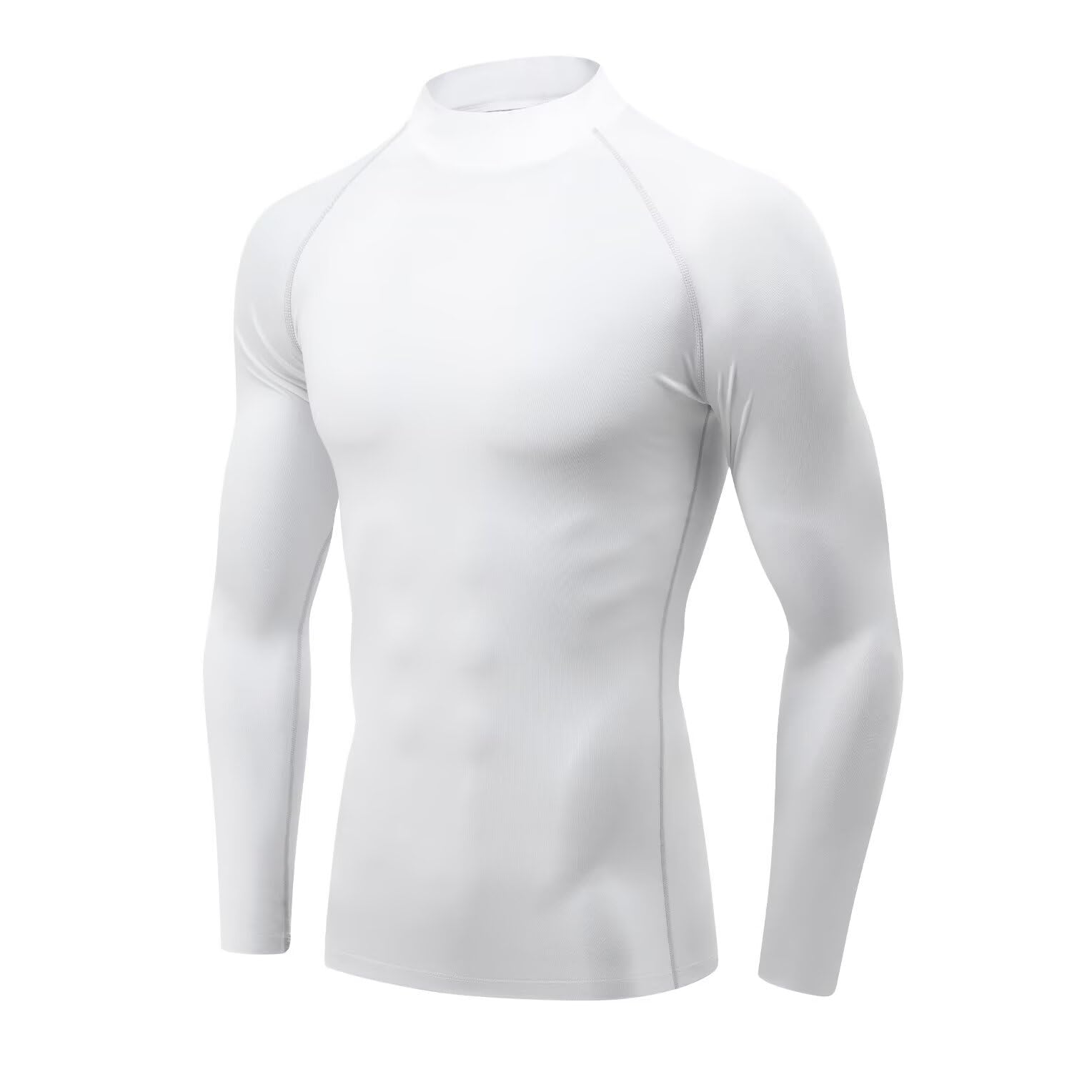【送料無料】[Sillictor] スポーツインナー メンズ 長袖 ハイネック コンプレッション トップス スポーツシャツ パワーストレッチ アンダーシャツ 大きいサイズ オールシーズン [UVカット・冷感速乾] ホワイト yc3236wh-L