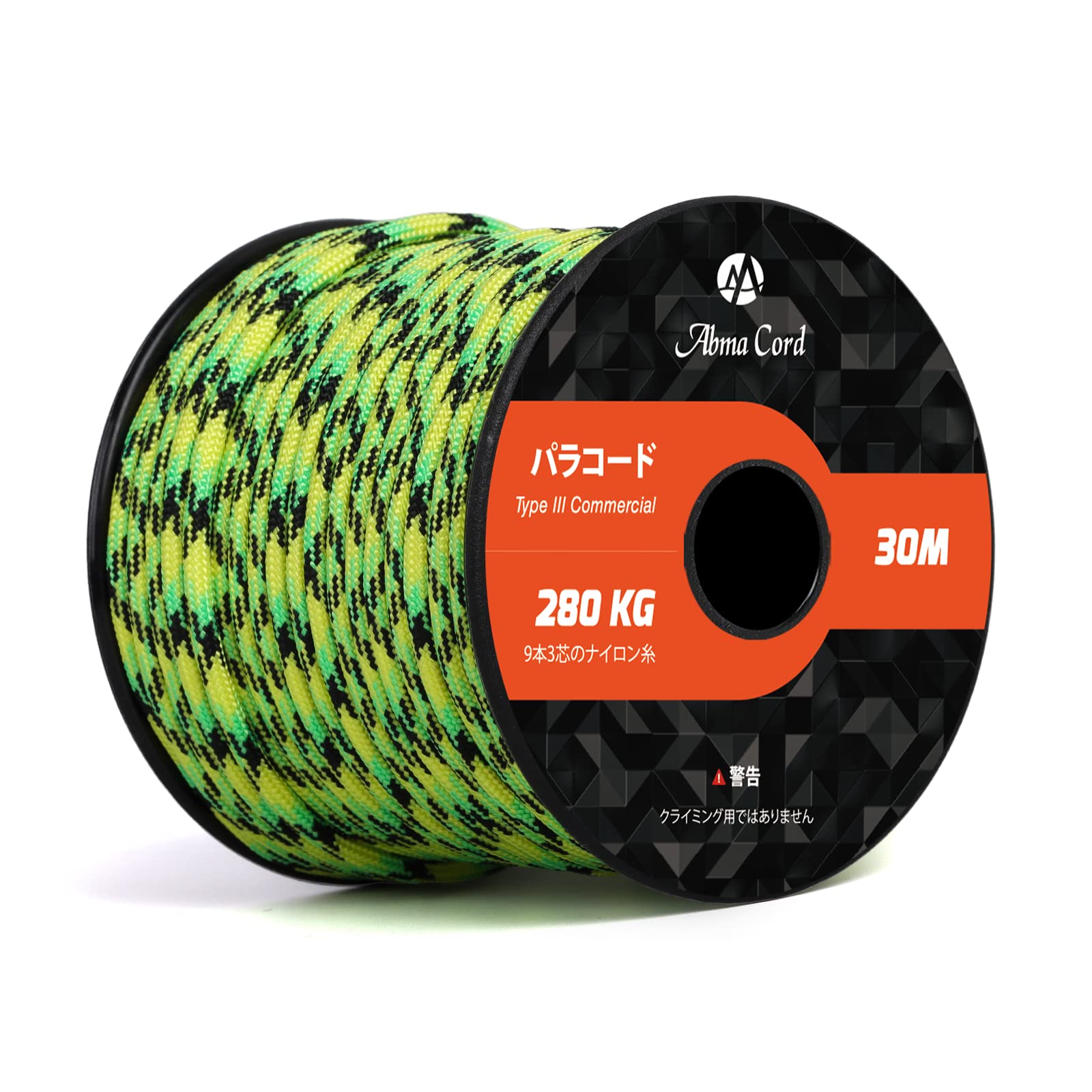 【送料無料】Abma Cord パラコード 4mm 9芯 パラシュートコード ガイロープ 耐荷重280kg テントロープ サバイバル アクセサリー制作用（30m/迷彩 # トンボ）