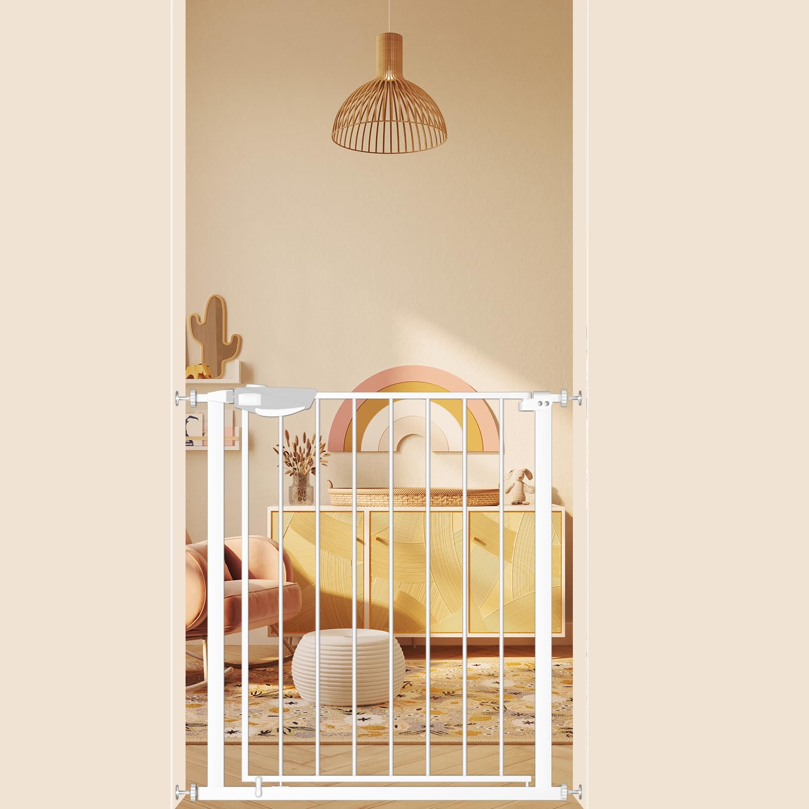 【送料無料】Seogva ベビーゲート バリアフリー ゲート 高さ78cm 三重ロック 赤ちゃんゲート ブラック ..