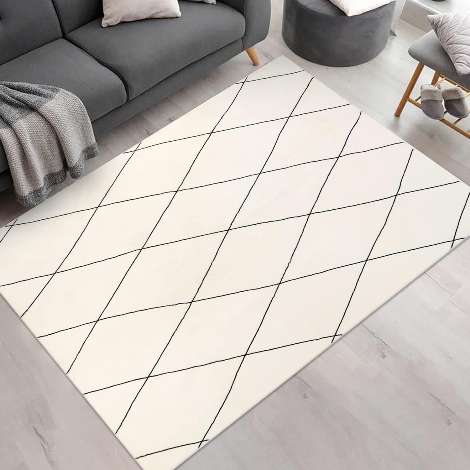【送料無料】HAOCOO カーペット 洗える 120х160cm 北欧風 ラグ ホットカーペット対応 幾何学柄 約1.5畳..