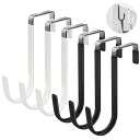 【送料無料】Toplive ドアフック ドアハンガー ドア吊り 帽子掛け 服 帽子 ネクタイ タオル 傘 バッグ 玄関 小物 頑丈な金属製 収納 取付け簡単 工具不要 省スペース 6個セット (3黒3白)