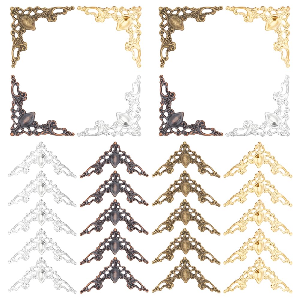 【送料無料】PH PandaHall コーナー金具 ボックスコーナー 装飾金具 160枚入り アンティーク調 台座 フ..