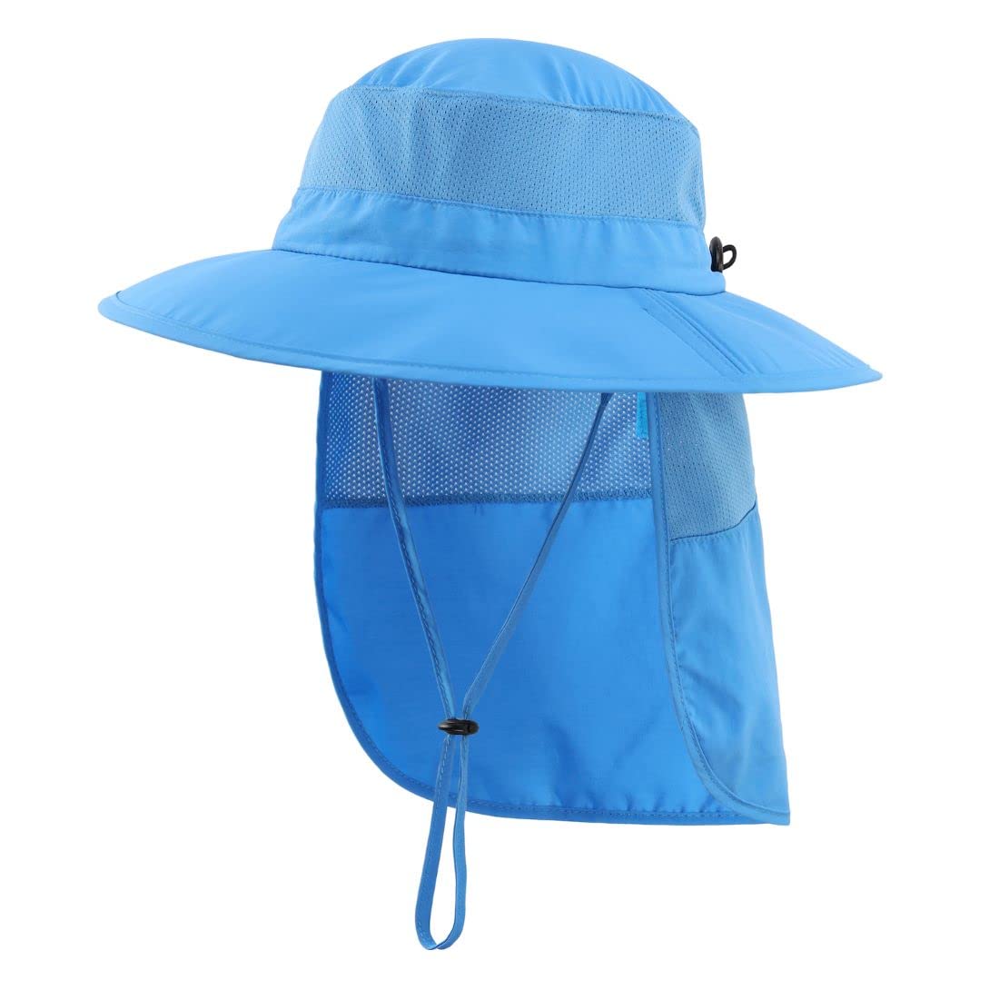 【送料無料】[Connectyle] 幼児 キッズ 夏 UPF50+ フラップキャップ つば広 サファリハット 日よけ帽子 子供 男の子 女の子 アクアブルー