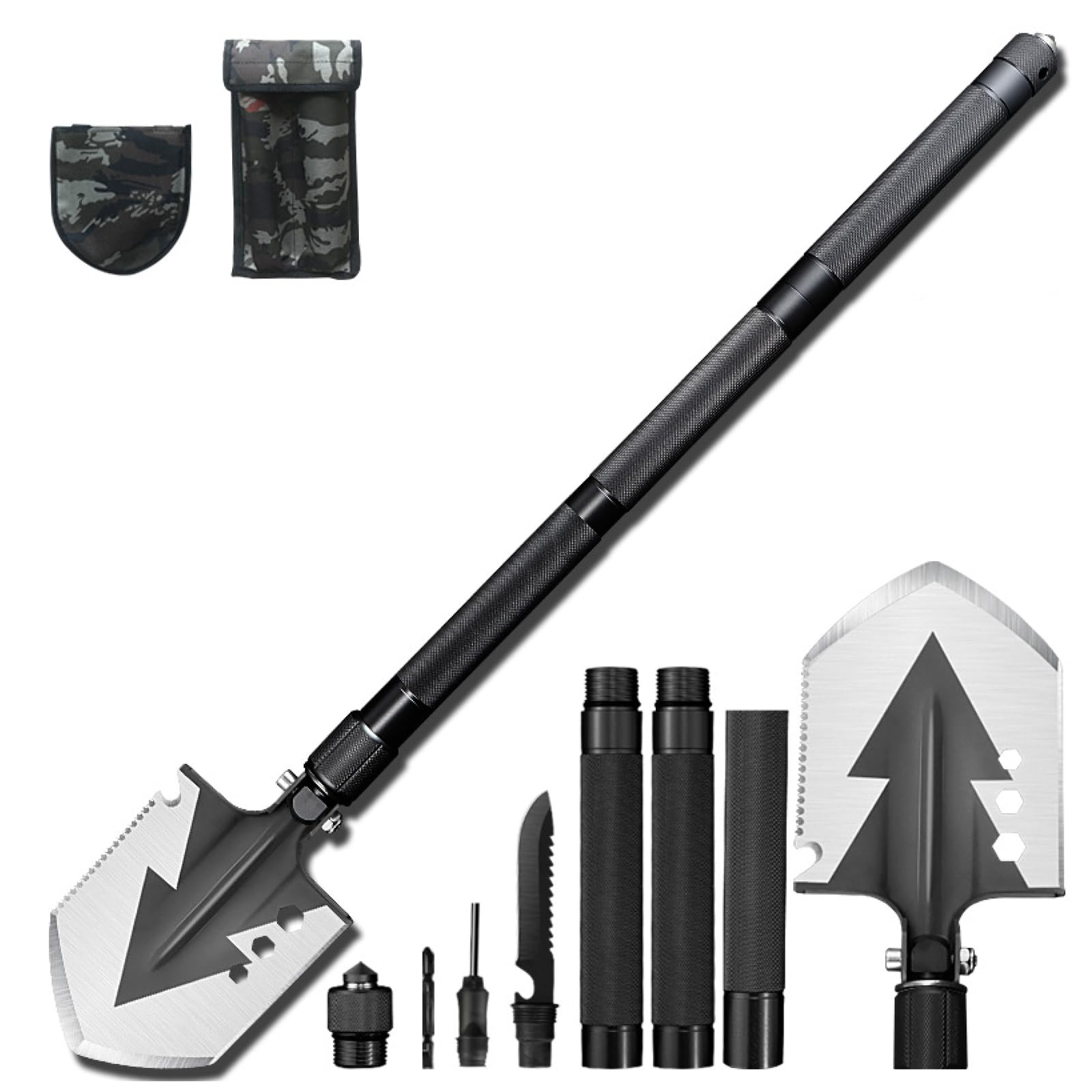 【送料無料】TRIWONDER スコップ 折りたたみ シャベル スチール 雪かきスコップ 車載 ゆきかき 除雪 氷割り 緊急ツール 登山 キャンプ アウトドア 冒険 ガーデニング 園芸 サバイバル (01 ブラック)