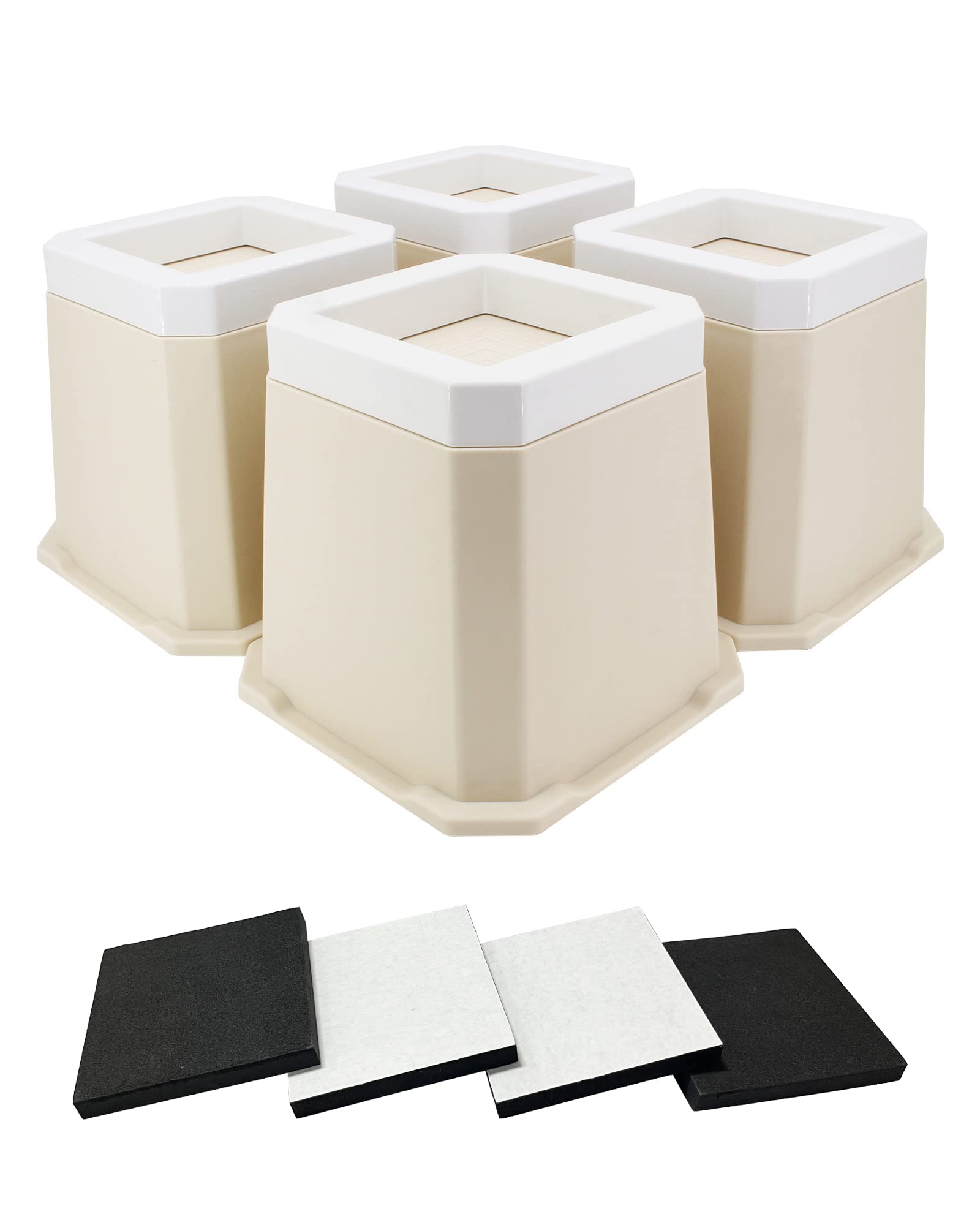 楽天White Wings【送料無料】Umelee テーブル 高さ調整 12.5cmかさあげ 家具脚・家電足の高さ調節器具 8.1cm大足に対応 コタツ ソファ ベッド 机 テーブル 脚 継ぎ足し 滑り止め 床に傷防止 1000kg耐荷重 4個入り（ベージュ）