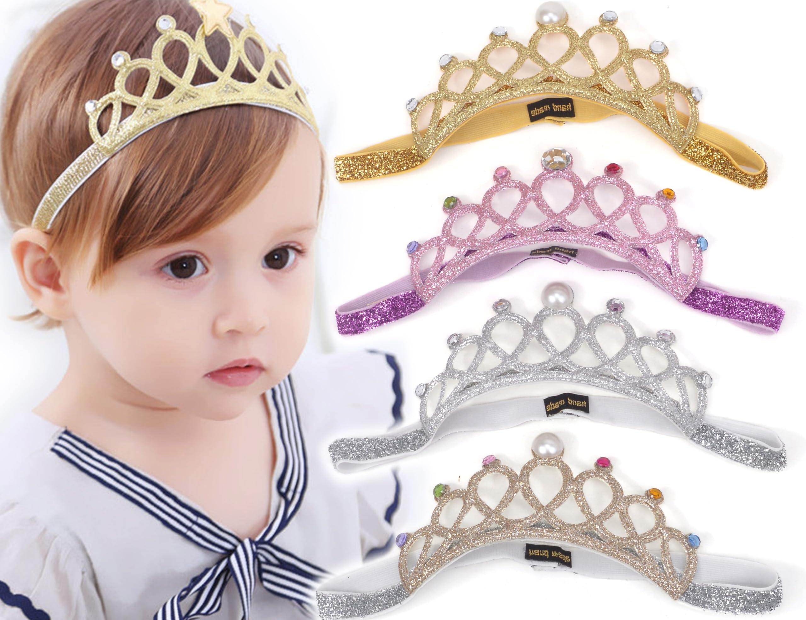 【送料無料】[BIANHUAN] ベビー キッズ ティアラ 王冠 カチューシャ ヘアバンド ゴム ヘアアクセサリー..