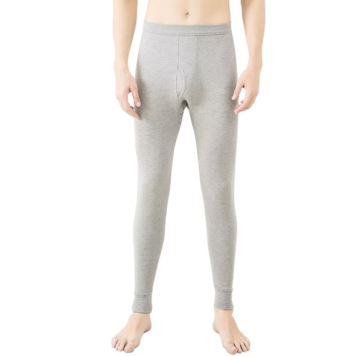 【送料無料】[Sillictor] あったかインナー パンツ 純綿 ズボン下 前開き 防寒 タイツ 保温インナー ステテコ ロング スパッツ 秋冬春 8085 ライトグレー M