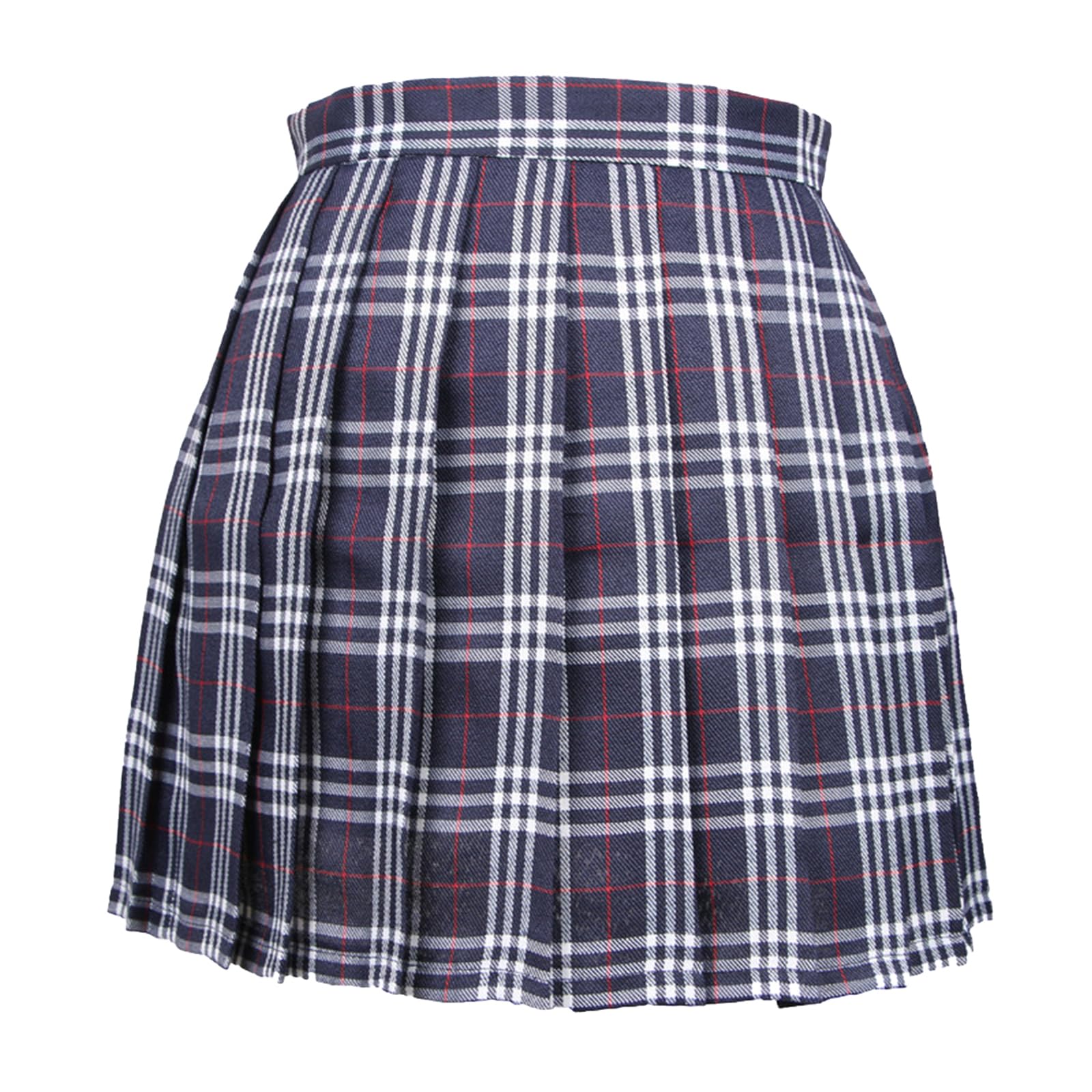 【送料無料】Blostirno プリーツスカート チェック柄 ミニ スクールスカート ハイウェスト ひざ丈 制服 女子高校生 ブルー（JP0061BL-XXL）