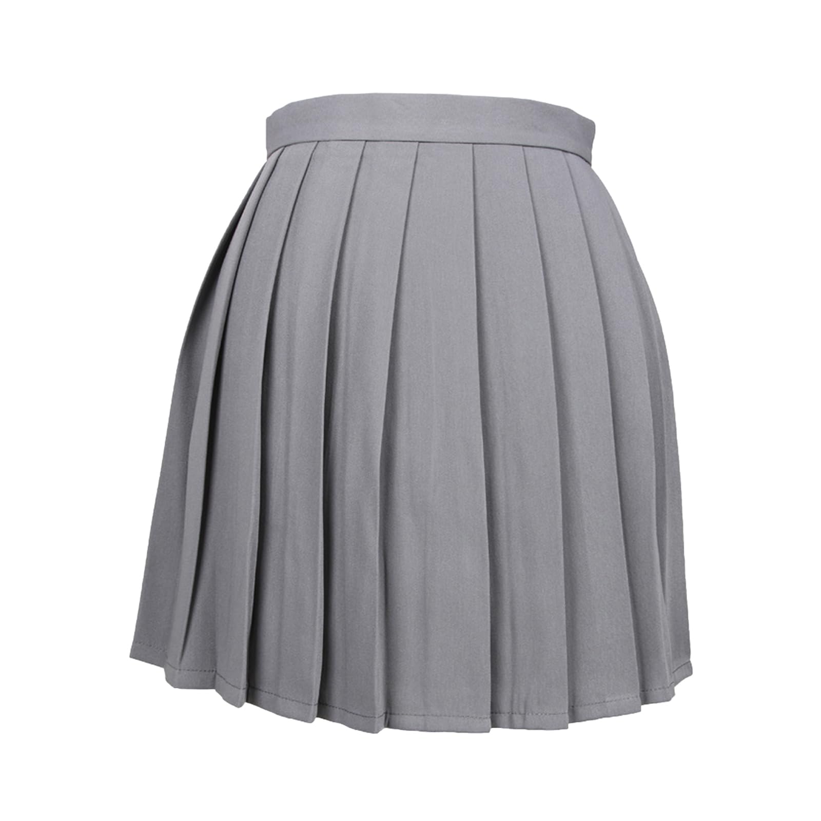 【送料無料】[Blostirno] プリーツスカート ミニ スクール ミニスカート 無地 ハイウェスト ひざ丈 制服 女子高校生 グレー（JP0062G-L）