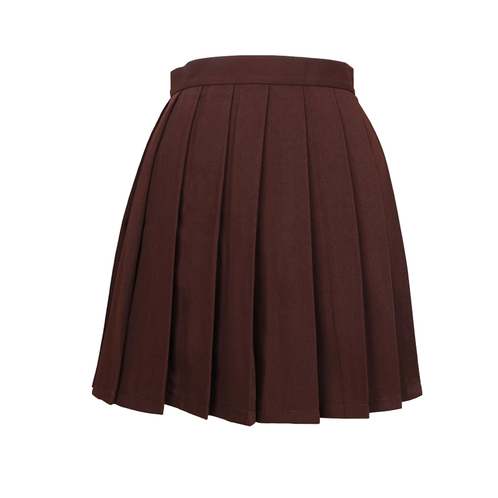 【送料無料】[Blostirno] プリーツスカート ミニ スクール ミニスカート 無地 ハイウェスト ひざ丈 制服 女子高校生 コーヒー（JP0062C0-M）
