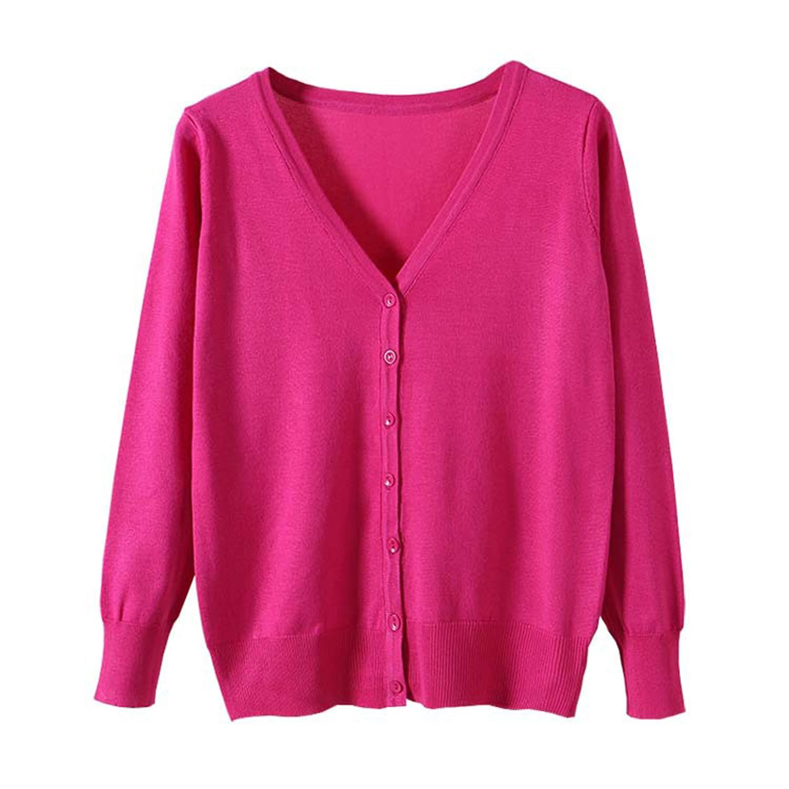 【送料無料】[Blostirno] Vネックカーディガン レディース 長袖 ニット 無地 きれいめ(JK0822RO-3XL)