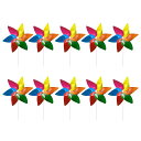 【送料無料】RICISUNG 風車 【10本セット】かざぐるま ガーデニング 6枚葉6色 手芸 おもちゃ 贈り物 涼しい 庭 装飾 DIYキット