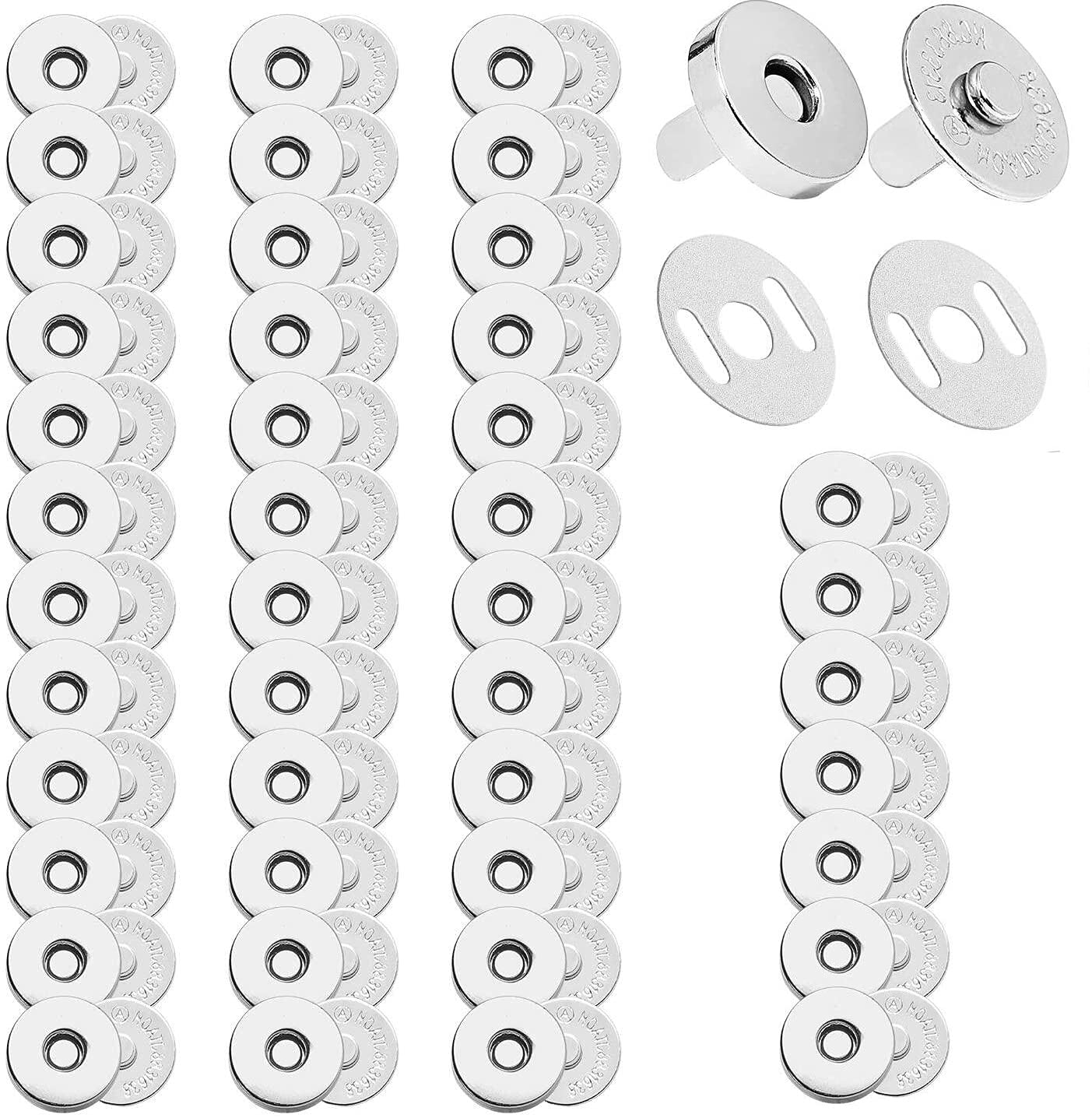 【送料無料】DERAYEE 磁気ボタン 差込式 留め具 DIY 手作り 50組 (シルバー, 14mm)