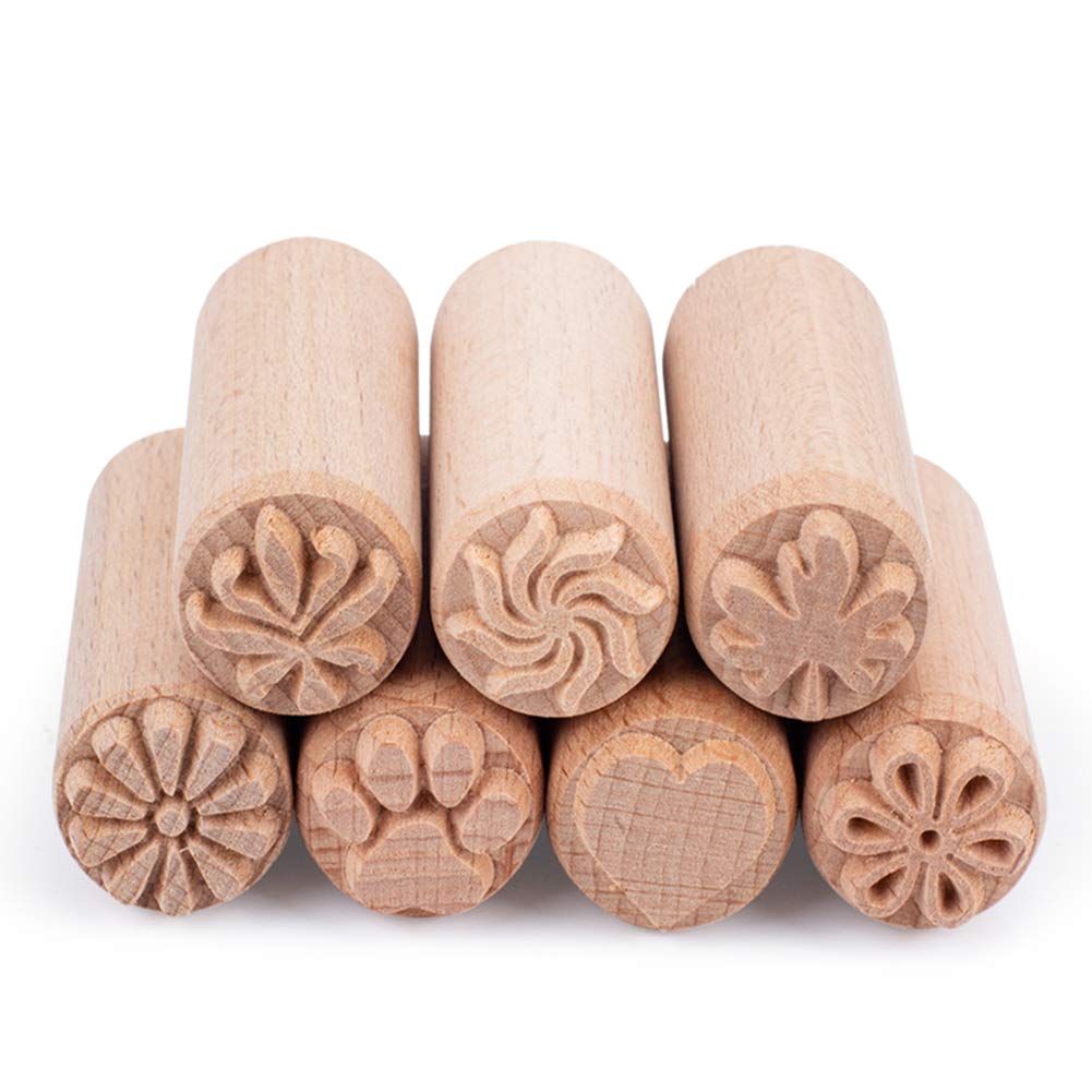 【送料無料】OLYCRAFT 7個 印花 陶芸 2cm スタンプ 木製 陶器ツール 粘土モデリング 粘土 印花 クリエ..