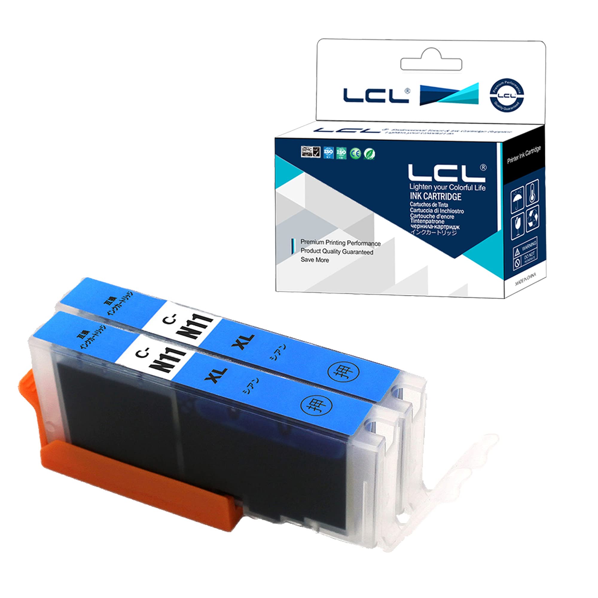 【送料無料】LCL Canon用 キャノン用 XKI-N11 XKI-N11XL XKI-N11C XKI-N11XLC 大容量 （2パック シアン） 互換インクカートリッジ 対応機種：PIXUS XK70 XK80 XK50 XK60 XK90