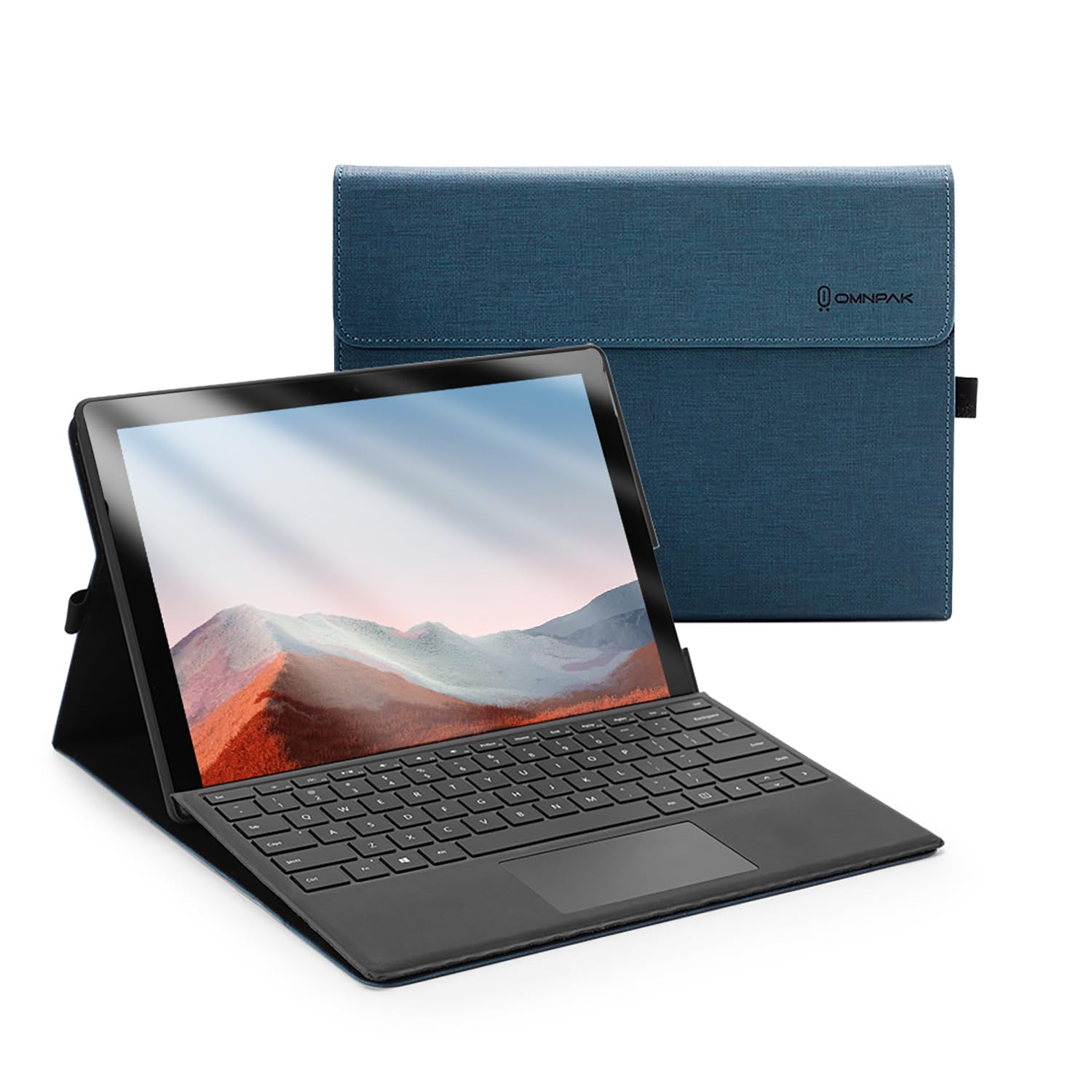 【送料無料】Omnpak Microsoft Surface Pro 7+/ Pro 7 / Surface Pro 6 / Surface Pro 5 2017 / Surface Pro 4 に対応ケース 表面内蔵保護カバー 多視角 スタンド 軽量 薄型 ペンホルダー付き PU スマート カバー