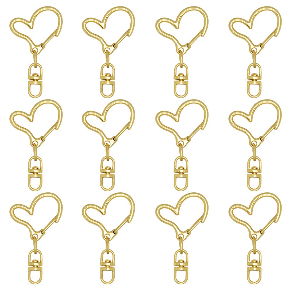 【送料無料】キーホルダー パーツ MUNCVY 20点セット 回転カン付き カワイイ ハート ナスカン ゴールド 金具 ンドメイド 手作り キーリング