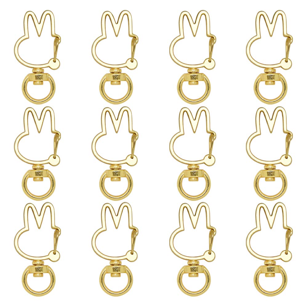 【送料無料】キーホルダー パーツ MUNCVY 20点セット 回転カン カワイイ ウサギ ナスカン ゴールド 金具 ンドメイド 手作り キーリング