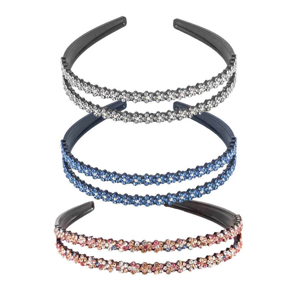 【送料無料】Frcolor カチューシャ レディース 3個セット ラインストーン 髪飾り ヘアバンド ヘアアクセ イベント 祝日 誕生日 お祭り プレゼント