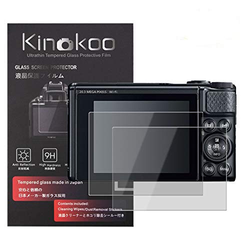 【送料無料】kinokoo 液晶保護フィルム CANON SX730 HS / SX740 HS専用 硬度9H 高透過率 耐指紋 気泡無し 強化ガラス 厚さ0.25mm 2枚セット クロス付き(SX730/SX740専用)