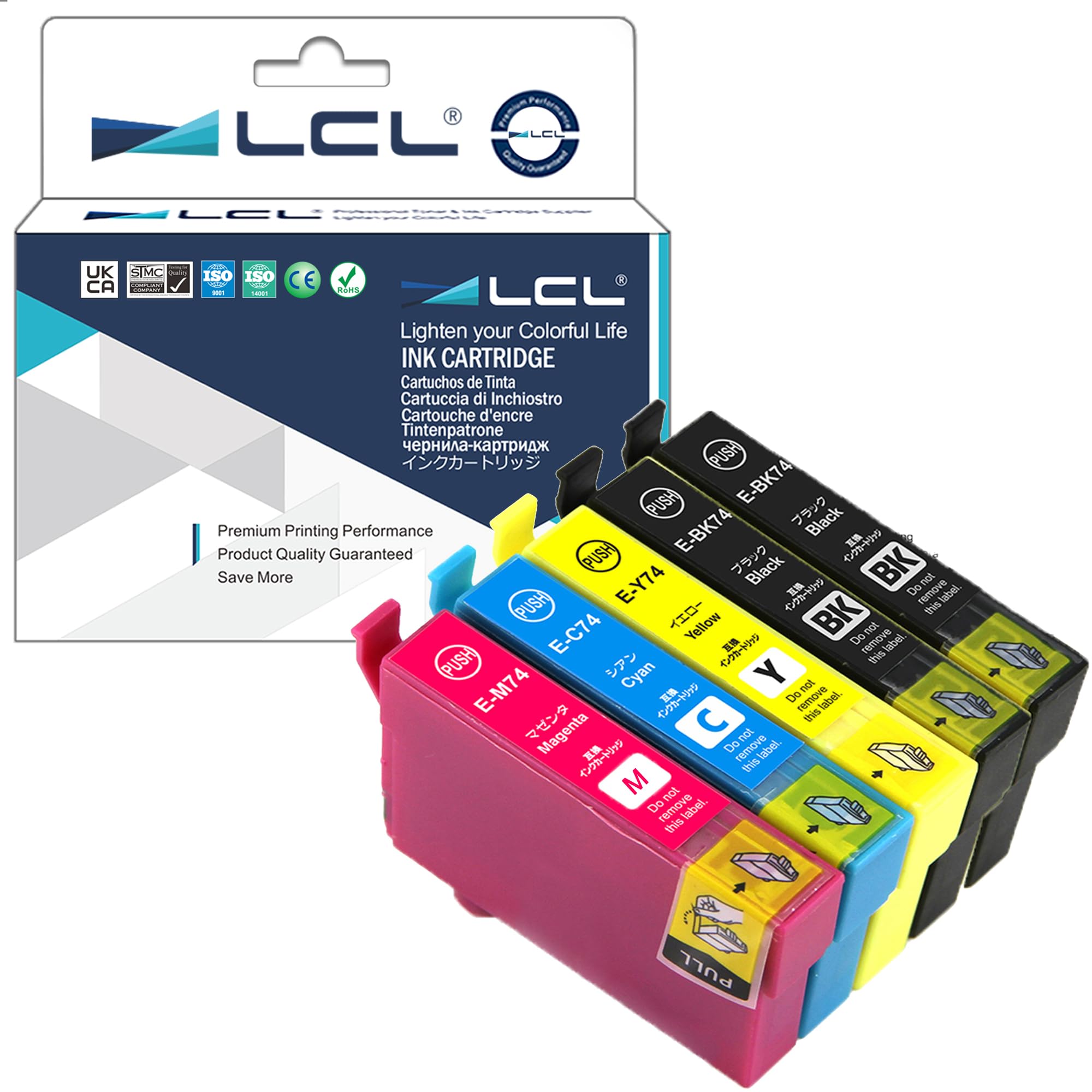 【送料無料】LCL エプソン用 IC4CL74 ICBK74 ICC74 ICM74 ICY74 （5パック 2K/C/M/Y） 互換インクカー..