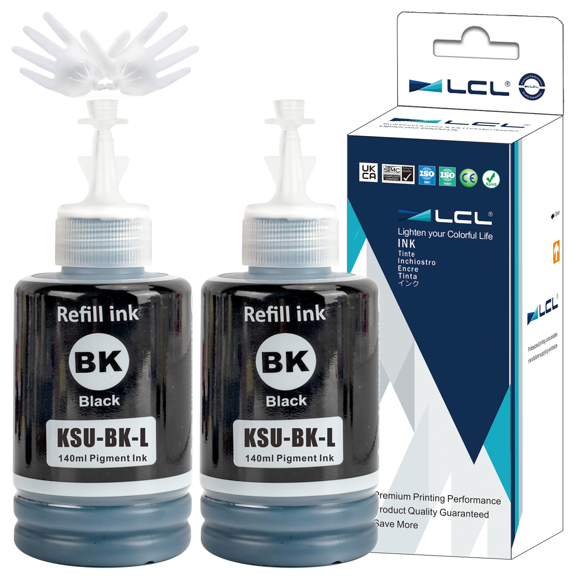 【送料無料】LCL エプソン用 KSU-BK KSU-BK-L 大容量 互換インクボトル (2パック ブラック 顔料 140ML) 対応機種: EW-M5071FT/EW-M5071FTE/EW-M660FT/EW-M660FTE/PX-M160T/PX-M160TE/PX-S160T/PX-S160TE