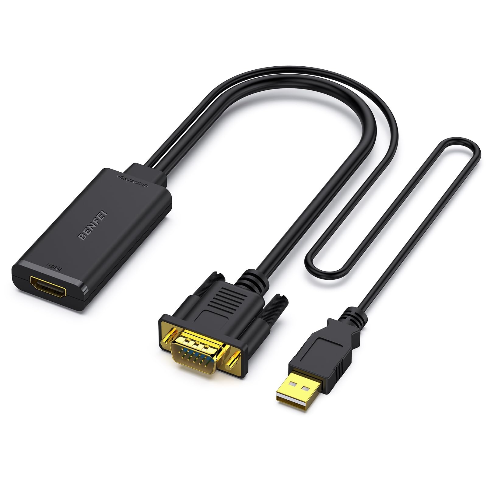 【送料無料】BENFEI VGA - HDMI、オーディオサポートおよび 1080P 解像度を備えた VGA - HDMI アダプター - VGA 入力 - HDMI 出力