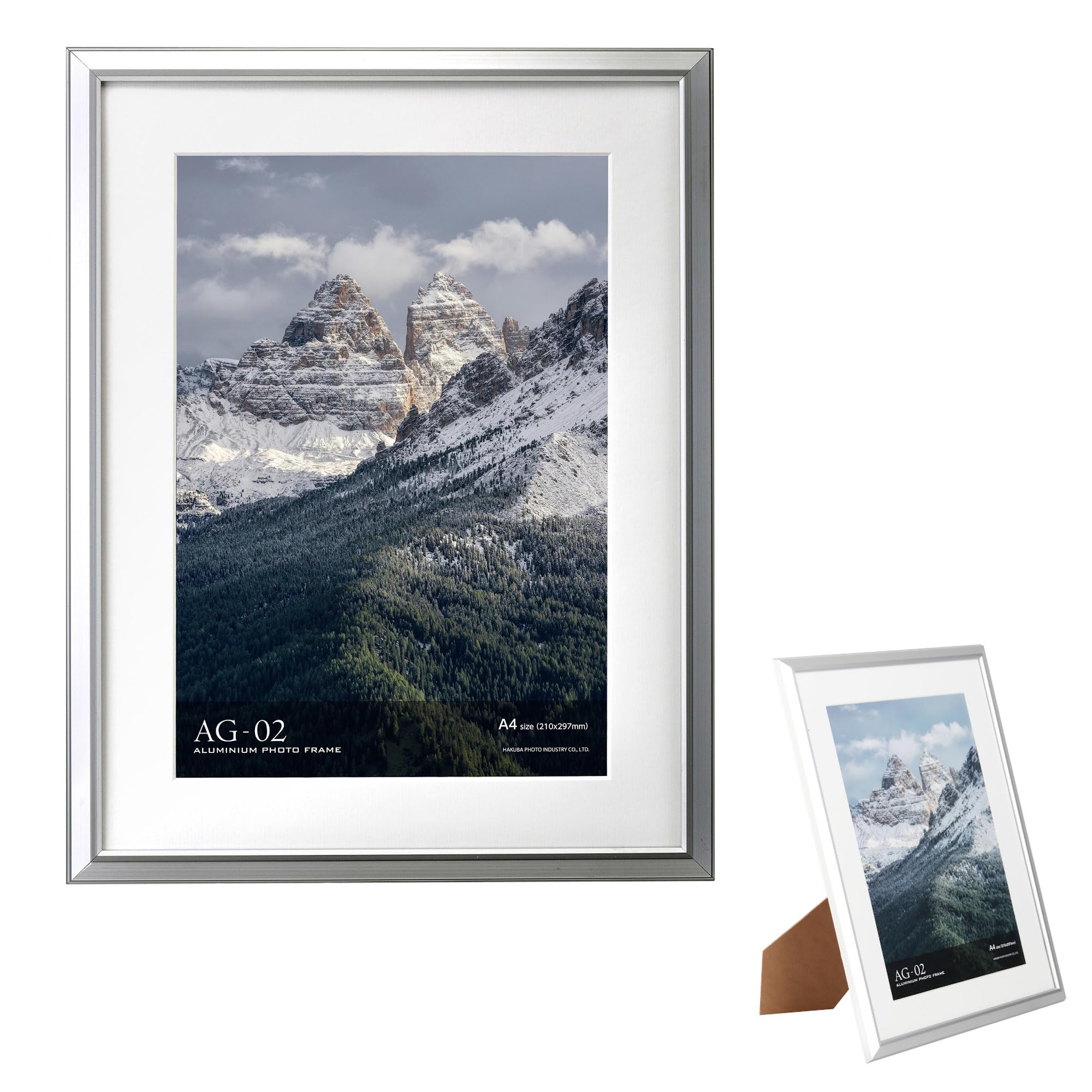 【送料無料】ハクバ HAKUBA 額縁 アルミ AG-02 A4 スタンド付 シルバー FAG2-SVA4