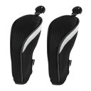 【送料無料】Andux ゴルフ ハイブリッド クラブヘッドカバー 交換可能な番号タグ付き 2 個セット (ブラック/シルバー)