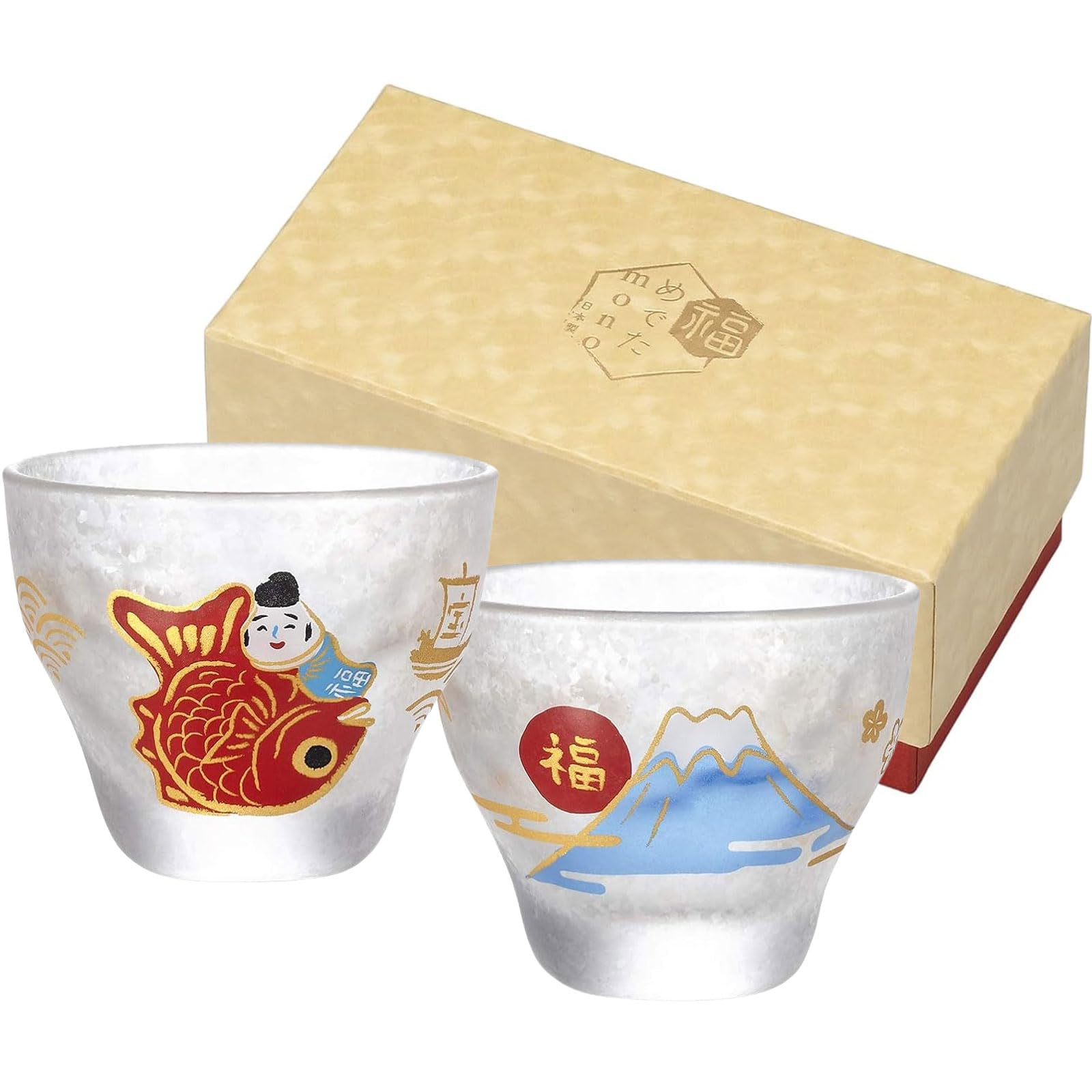 【送料無料】アデリア(ADERIA) めでたMONO盃大吉ペアセット 90ml 日本製 化粧箱入 おちょこ ぐい呑み 日本酒 おしゃれ ギフト プレゼント 贈り...