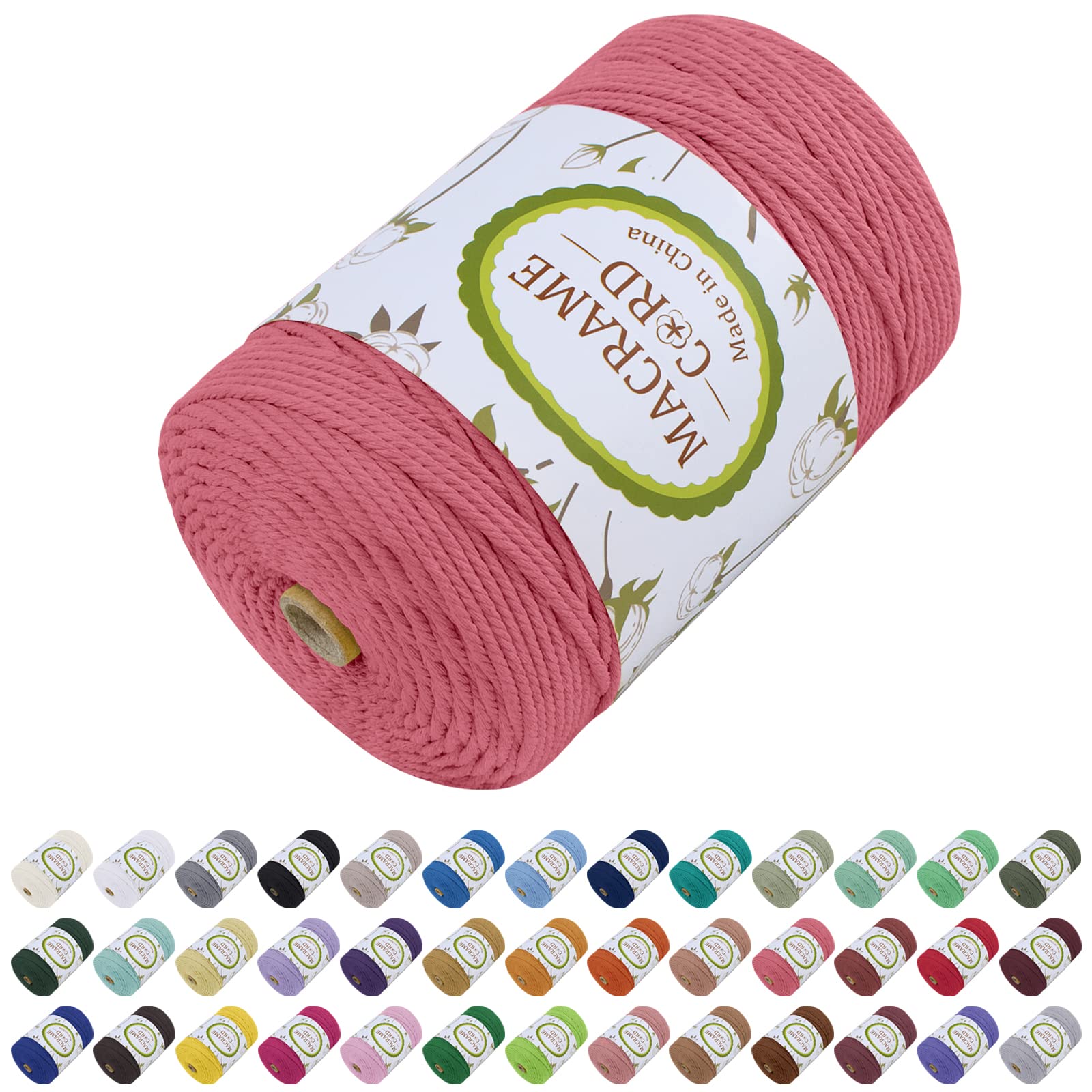 【送料無料】LEREATI マクラメロープ 3mm x 300m, マクラメ 糸 コットン マクラメ 紐 天然綿糸, 綿ロー..