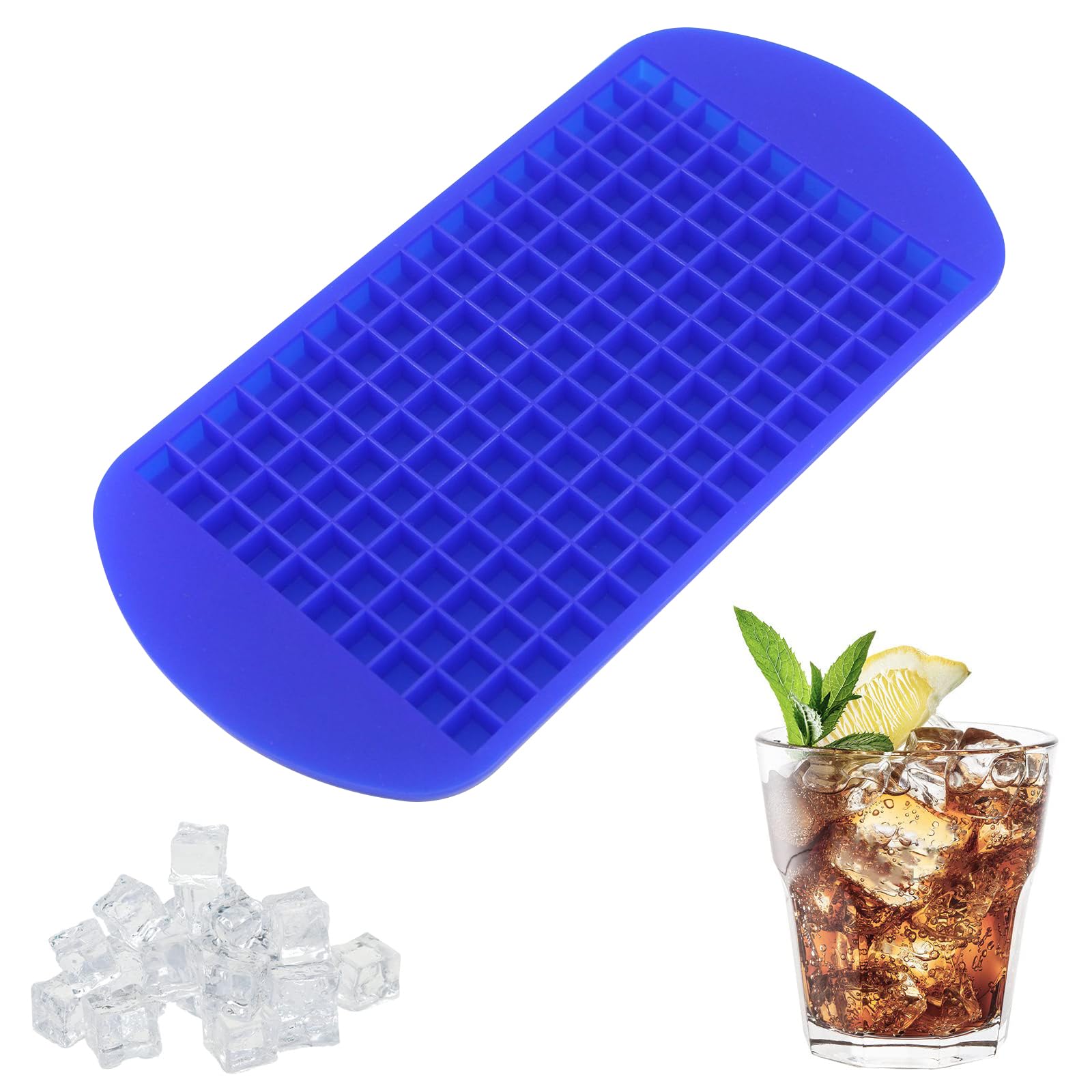 【送料無料】【BEAUTY PLAYER】製氷皿 シリコン アイストレー 氷 作る 容器 ミニ 四角氷 160格 ブルー 氷モールド 取出しやすい 家庭用 キッチン用 飲料 ビール お茶用氷が作れる 製氷器