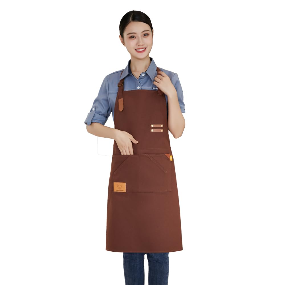 【送料無料】[anyasun] エプロン H型 首掛け シンプル 女性用 3点セット 大容量ポケット 仕事用 料理教..