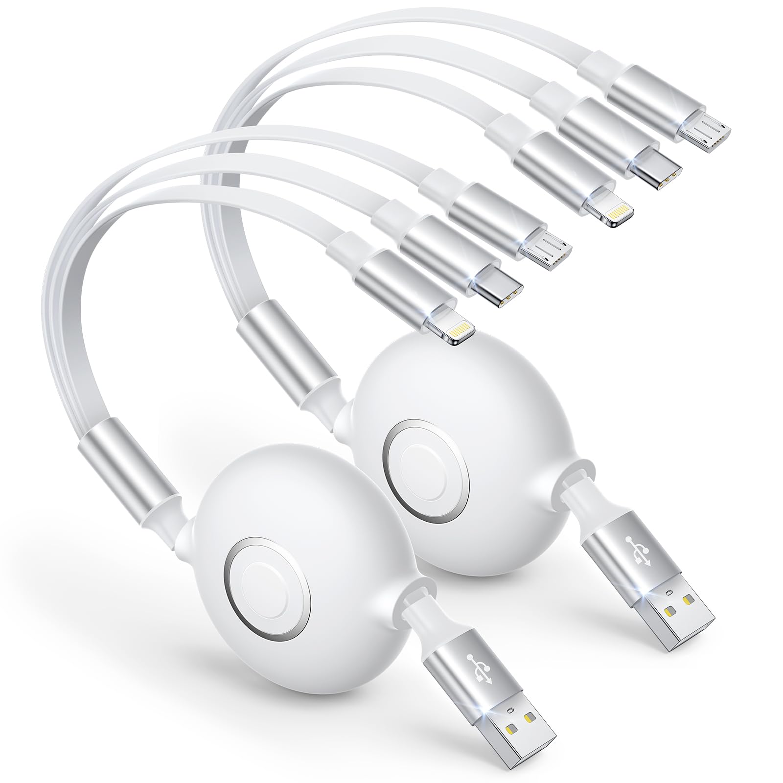 【送料無料】3in1 充電ケーブル 巻き取り式 Aioneus 2本セット マルチ充電ケーブル iPhone 充電ケーブ..