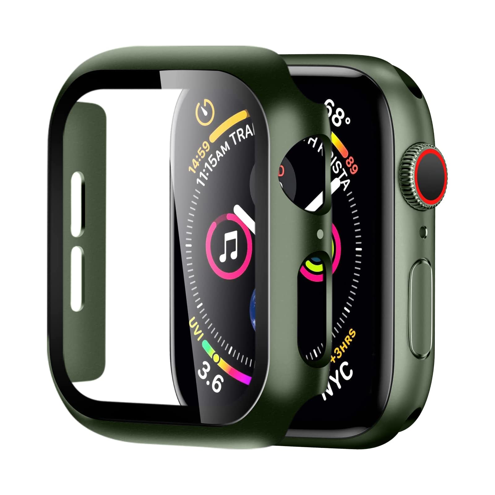 【送料無料】【2024強化モデル】BELIYO 対応 アップルウォッチ カバー Series 10 Apple Watch ケース ガラスフィルム 一体型 アップルウォッチ ケース 全面保護 高耐久 高透過率 装着簡単 Apple Watch カバー PC素材 二重構造(46mm，グリーン)(2)