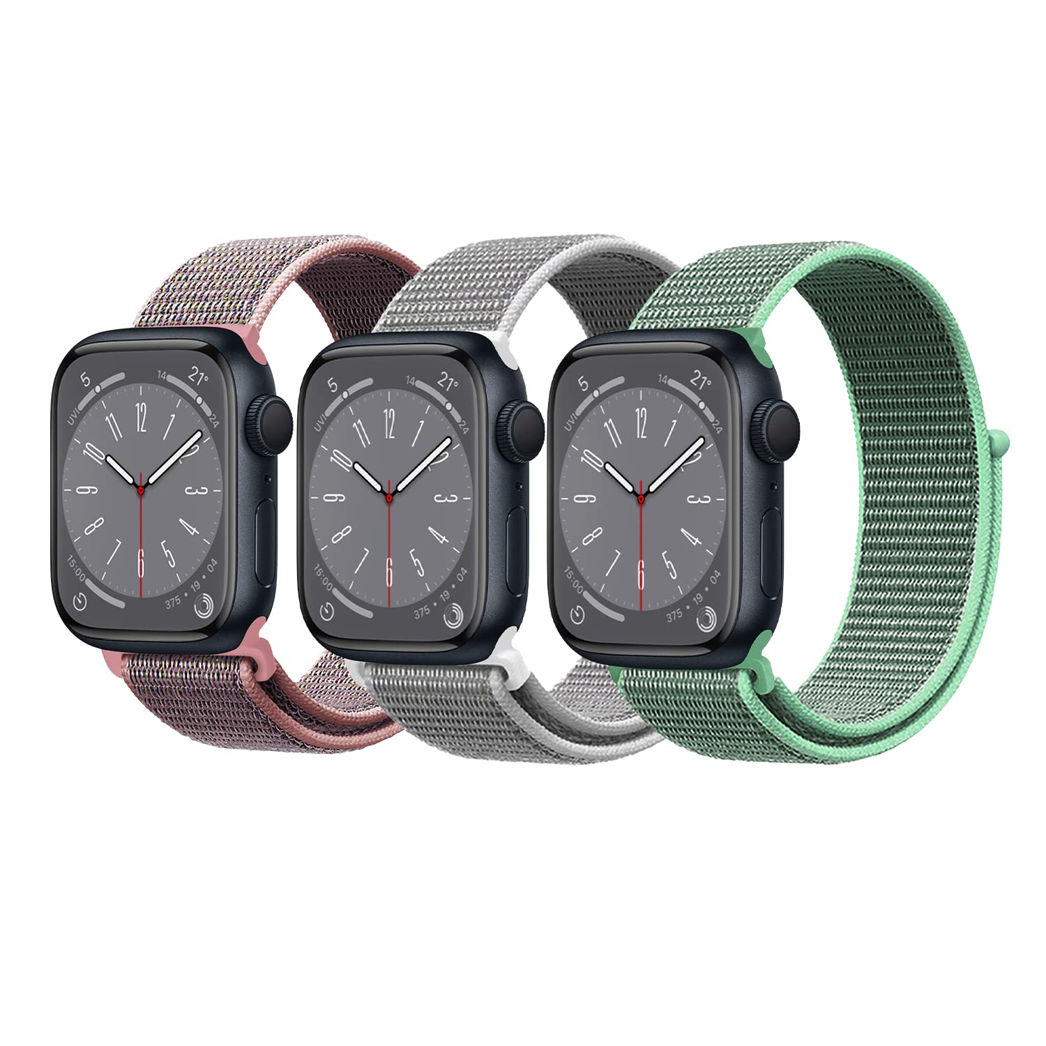 【送料無料】[HeeNia] 3枚入り Apple Watch 対応バンド(38mm/40mm/41mm/42mm) Apple Watch Series 10 42mm/iWatch Series 9/8/7/6/5/4/3/2/1/SE スポーツバンド ナイロン交換バンド軽量iWatch バンド (ピンク+白+青)(2)