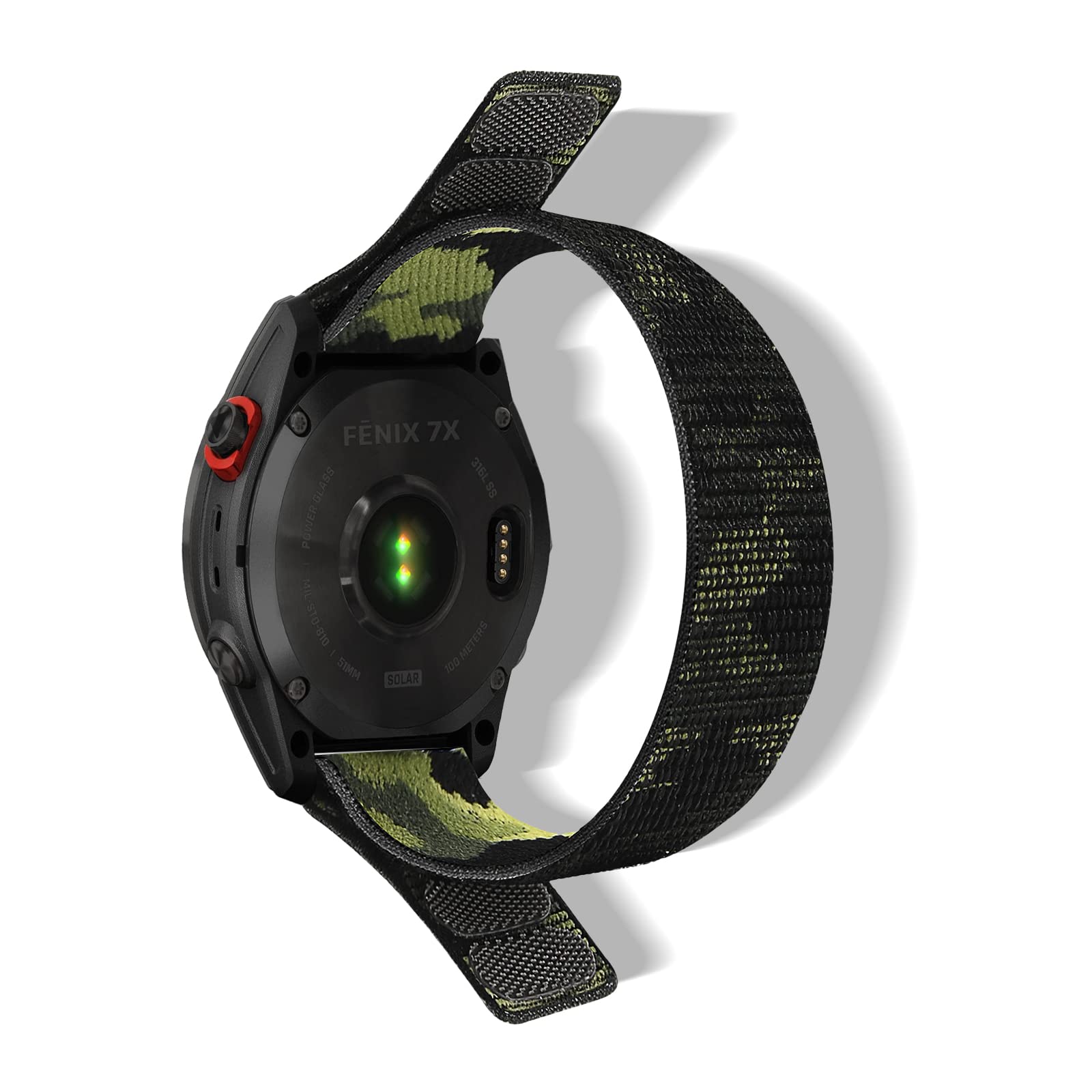 【送料無料】[HeeNia] QuickFit 26mm 対応バンド Garmin Quatix 8 51mm/Tactix 8 51 mm/Fenix 8 51 mm/Fenix 7X Pro Solar/Instinct 2X/Fenix 7X/6X GPS/6X Proスポーツベルト ナイロン交換ベルト軽量 ガーミン Fenix 5x Sapphire用バンド (グリーン)