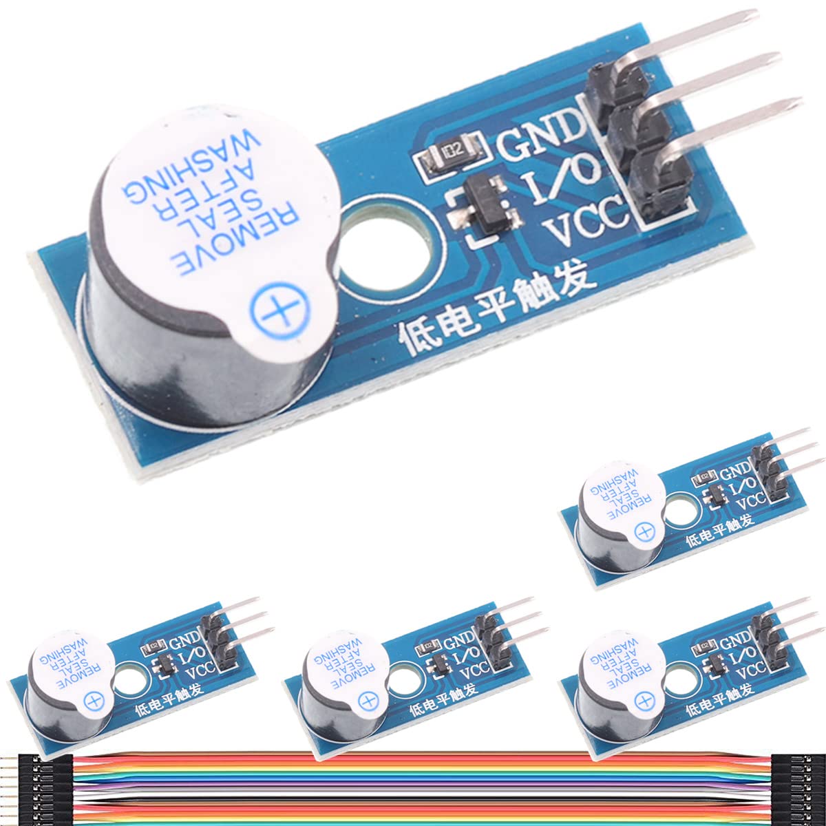 商品情報商品の説明仕様： 1.モジュールはS8550トランジスタで駆動されます。 2.動作電圧3.3V-5V. 3.ボルト固定用の穴を設けているので、組み立てが簡単です。 4.小型基板 PCB サイズ: 32 x 13mm / 1.26 x 0.51in 5.I/Oポート入力ローレベル時、ブザーが鳴ります アクティブブザーの導入： 1. アクティブブザーは内部発振しているため、電源を入れるとすぐにブザーが鳴ります。 2. プログラム制御が便利です。マイクロコントローラの単一の高低レベルで音を出すことができますが、パッシブ ブザーではできません。 注：ここでいう「源」とは電源ではなく、発振源を指します。 インターフェースの説明: 1. VCC は外部で 3.3V ~ 5V の電圧に接続されます (5V マイクロコントローラおよび 3.3V マイクロコントローラに直接接続できます) 2. GND は外部で GND に接続 3. I/O 外部 MCU IO ポート パッケージ内容: 5 x アクティブ低レベル トリガー ブザー アラーム サウンド モジュール 1 x 15pin メス - オス デュポン ケーブル主な仕様 製品名: アクティブ ブザー アラーム モジュール、低レベル トリガー。 PCB サイズ: 32 x 13mm / 1.26 x 0.51in(LxW)、材料: PCB、正味重量: 3gbr動作電圧: 動作電圧は3.3V-5Vで、3.3Vまたは5Vのシングルチップマイコンに直接接続でき、固定ボルト穴付きで取り付け簡単。特徴: プログラム制御が便利で、ワンチップマイコンなら小音量で鳴らせますが、パッシブブザーでは出せません。ご注意: アクティブブザーには発振源が内蔵されているため、電源を入れるとすぐにブザーが鳴ります。 パッケージ内容: アクティブ低レベルトリガーブザーアラームサウンドモジュール x 5、15ピンメス - オスデュポンケーブル x 1。