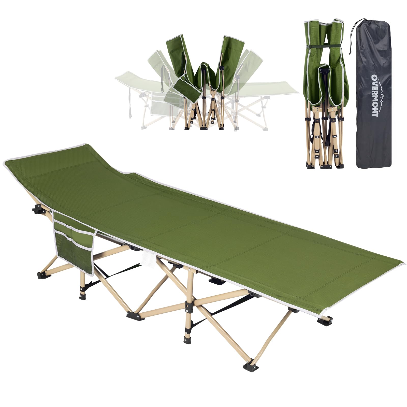 楽天White Wings【送料無料】Overmont 簡易ベッド 折りたたみベッド キャンプ ベッド 耐荷重250kg 71cmワイド 2400D高密度 キャンプ コット サマーベッド 収納袋付き 簡易ベッド 組立不要 アウトドア