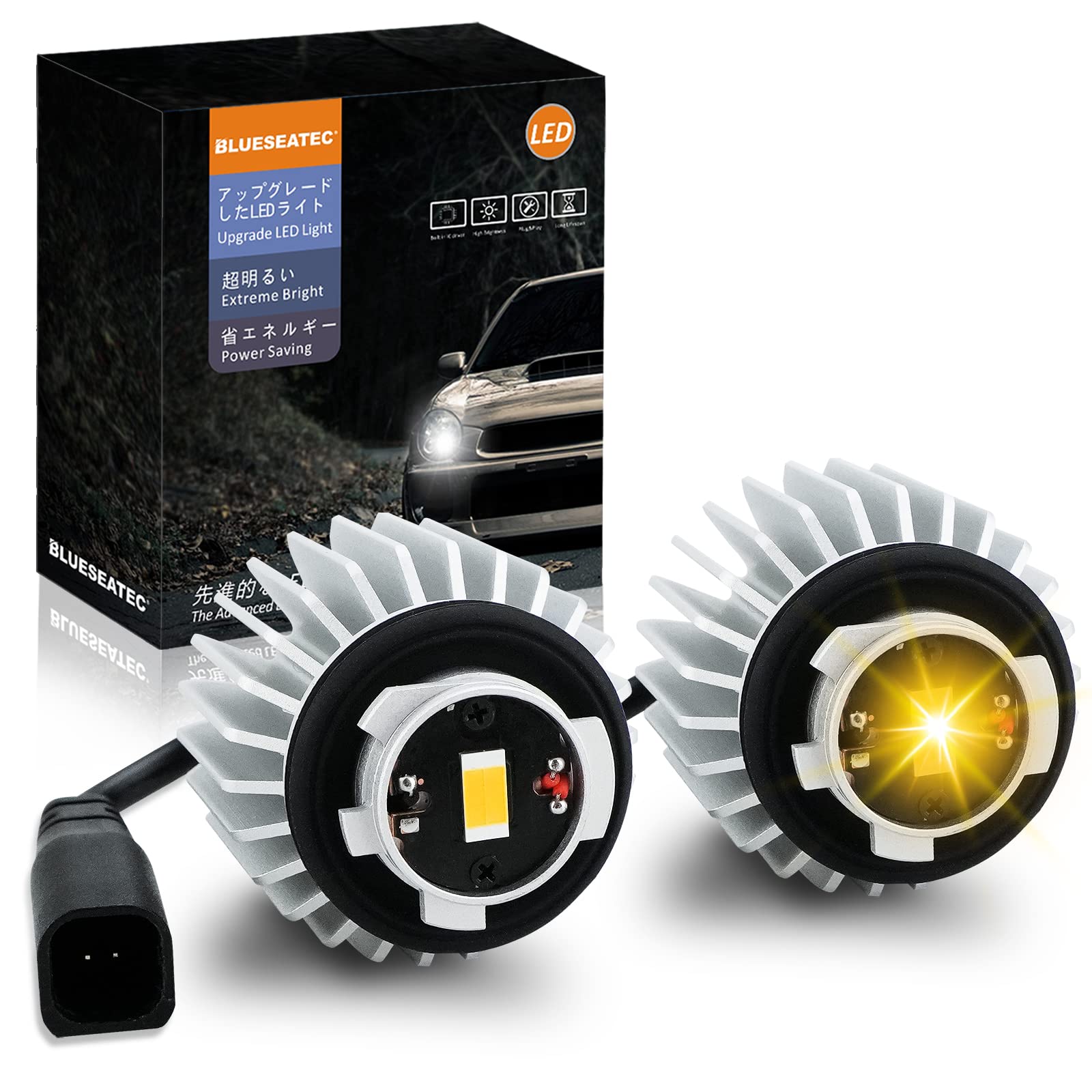 【送料無料】【L1B 新型】BLUESEATEC 純正より明るいハイエース 純正LEDフォグライト 交換用6000LM イエロー3000K ポン付け TOYOTA レクサス ダイハツ スバルなど 車検対応 2個入 日本語取説付き 工具付き
