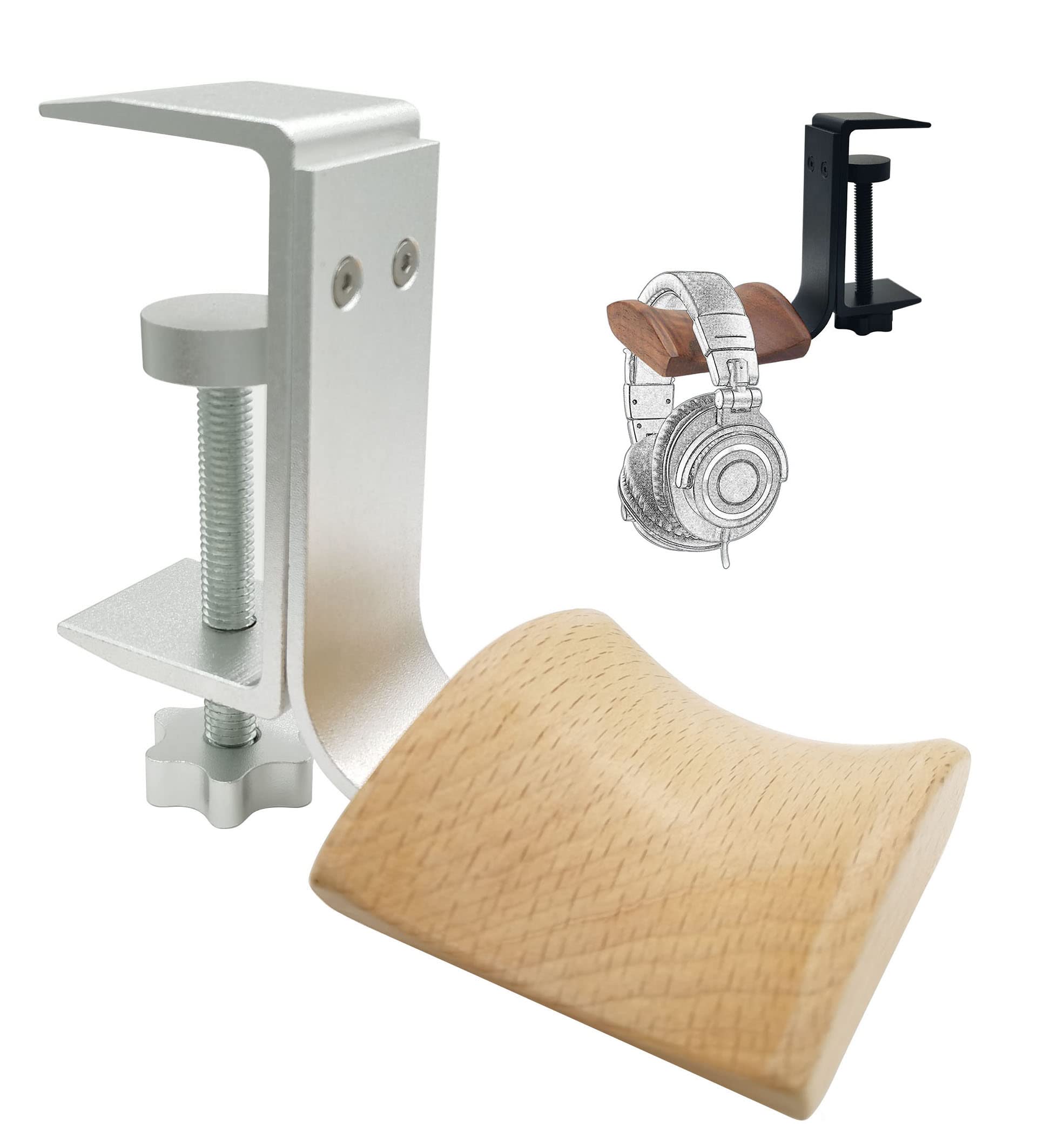 【送料無料】FTBOL ヘッドホンスタンド ヘッドホンハンガー 木製 ヘッドホンハンガー 【穴あけ不要】 ..