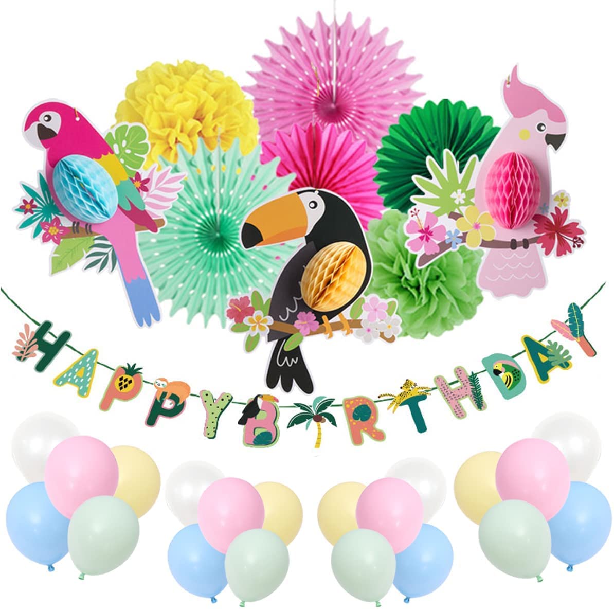 【送料無料】Mainiusi 誕生日 飾り付け 風船 セット バースデー 飾り HAPPY BIRTHDAY ガーランド マカロン バルーン ハワイ風 パーティー デコレーション 30点 女の子 男の子 記念日祝い 装飾