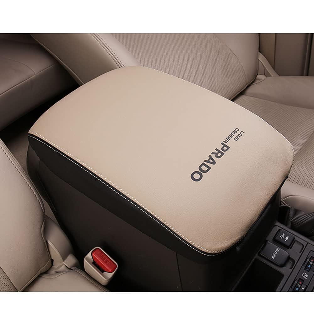 【送料無料】Great luck トヨタ ランドクルーザープラド専用高品質複合レザーアームレストカバー レザーカバー 傷 汚れ防止 ガード 被せるだけパーツ 内装 ドレスアップセンター コンソール カバー コンソールボックス レザー カバー アクセサリー カスタム パーツ(ホワ