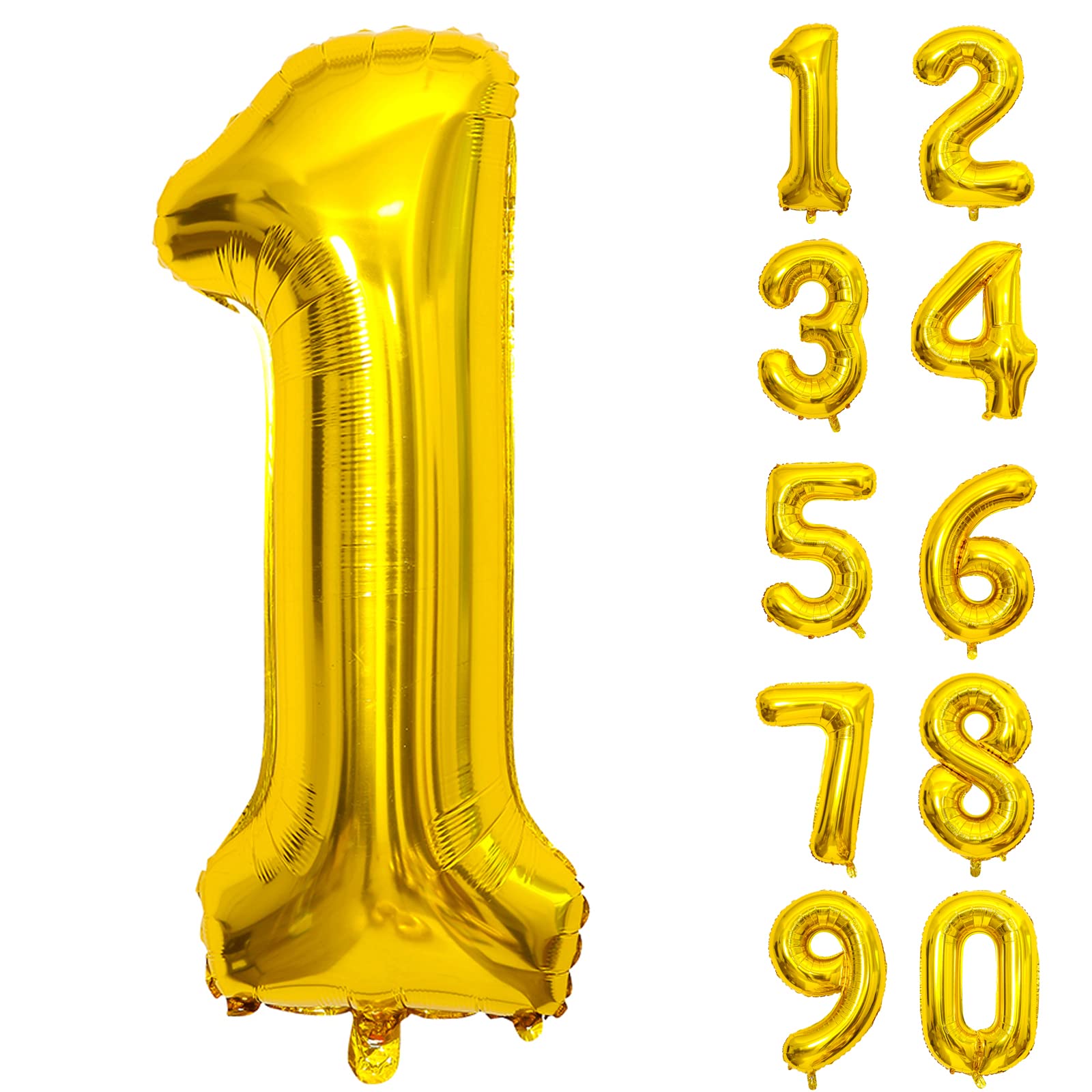 【送料無料】Lausatek バルーン アルミ風船 ゴールド 数字1 ナンバー 40インチ 大きい 誕生日 ハッピーバースデー 飾り付け ウェディング 記念日 パーティー 約90cm (数字1)