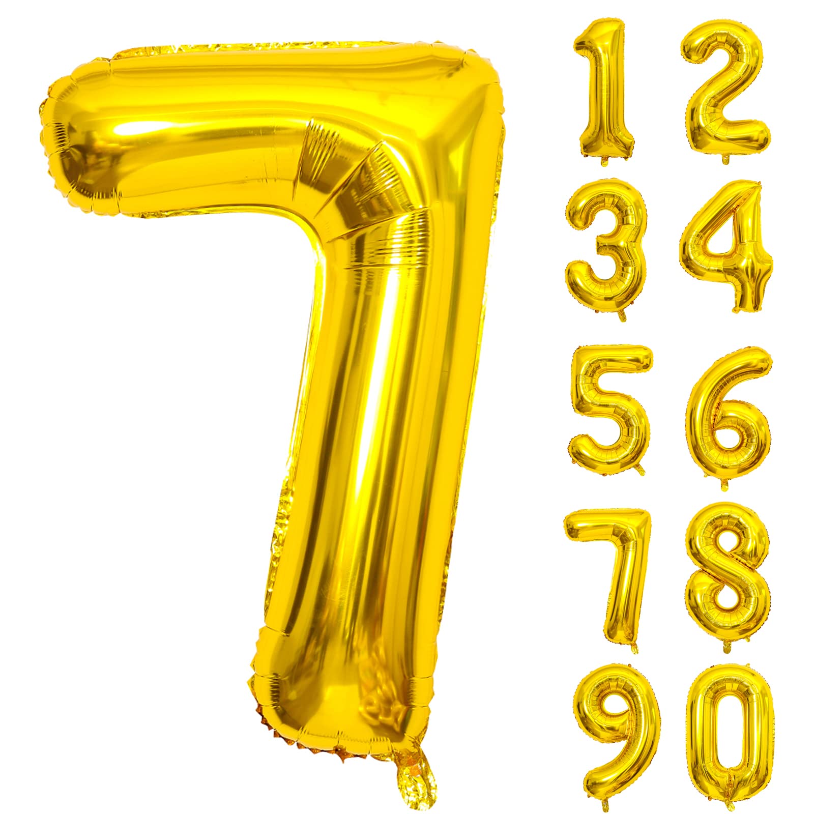 【送料無料】Lausatek バルーン アルミ風船 ゴールド 数字7 ナンバー 40インチ 大きい 誕生日 ハッピーバースデー 飾り付け ウェディング 記念日 パーティー 約90cm (数字7)