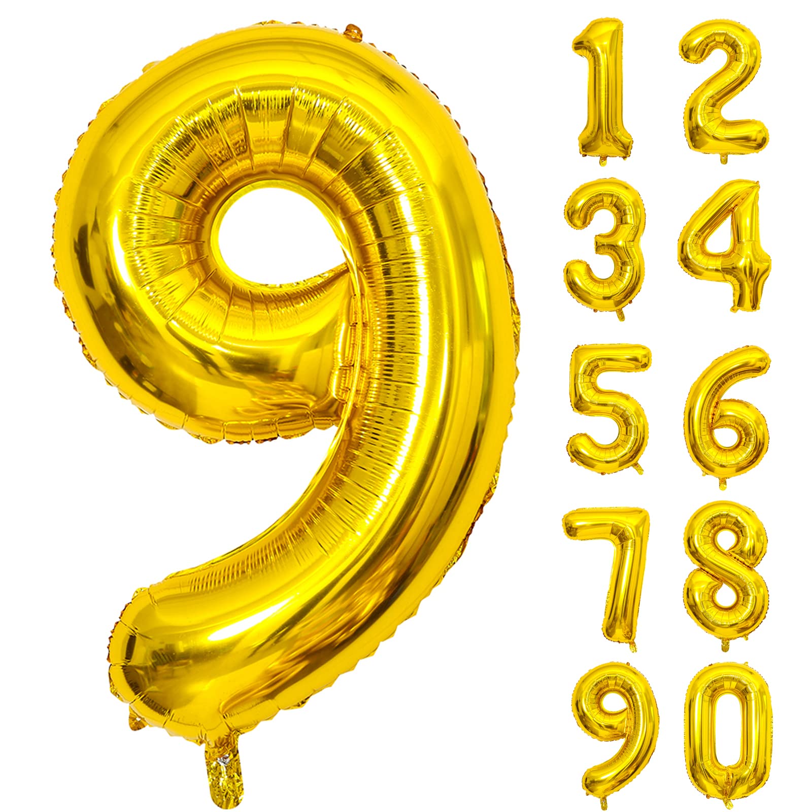 【送料無料】Lausatek バルーン アルミ風船 ゴールド 数字9 ナンバー 40インチ 大きい 誕生日 ハッピーバースデー 飾り付け ウェディング 記念日 パーティー 約90cm (数字9)