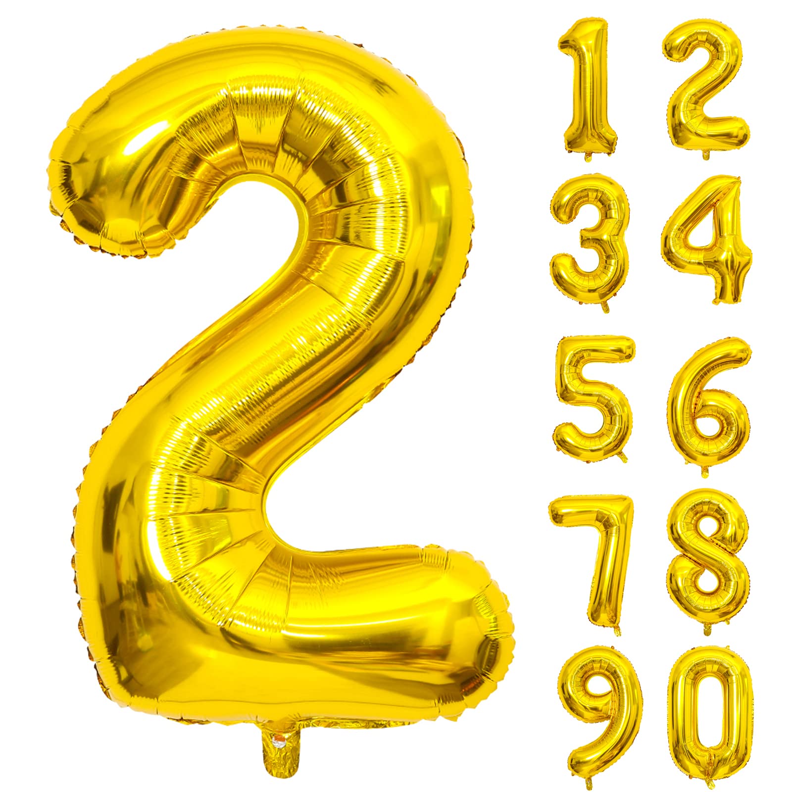 【送料無料】Lausatek バルーン アルミ風船 ゴールド 数字2 ナンバー 40インチ 大きい 誕生日 ハッピーバースデー 飾り付け ウェディング 記念日 パーティー 約90cm (数字2)